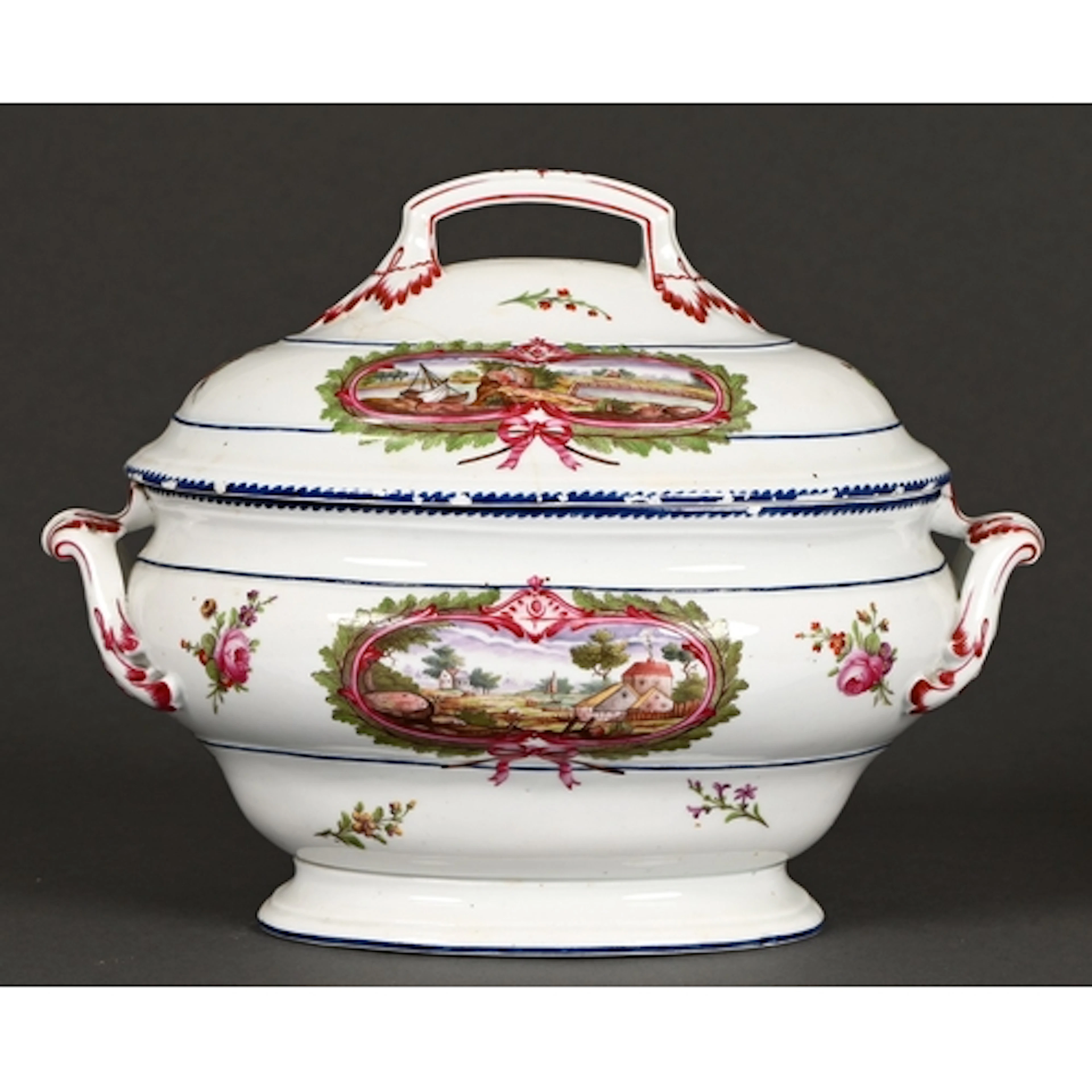 A German porcelain tureen and cover, possibly Ludwigsburg, s...