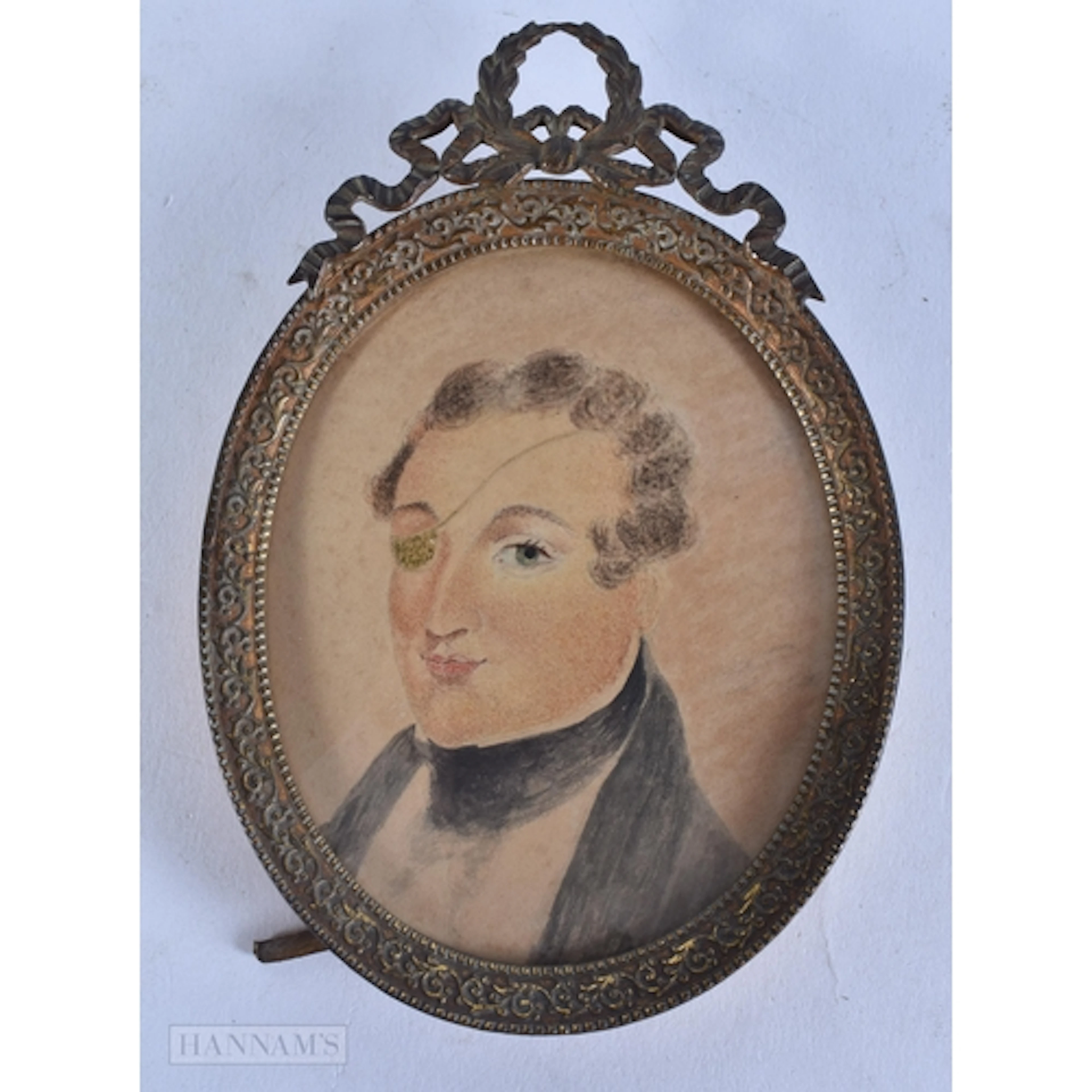 English School (19th Century) Rare watercolour miniature, Ma...