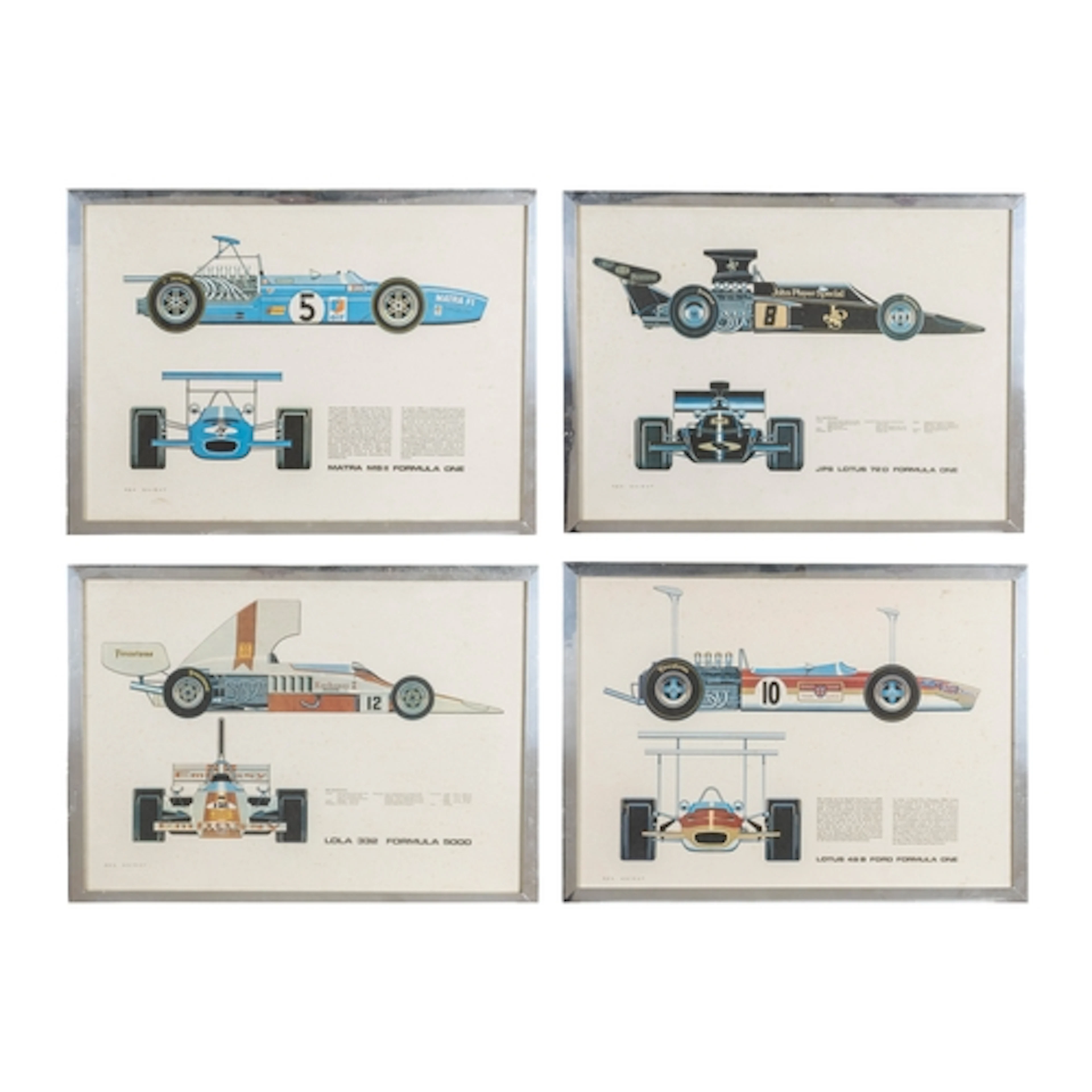 Rex Knight. A group of four racing cars portrait prints 'Lot...