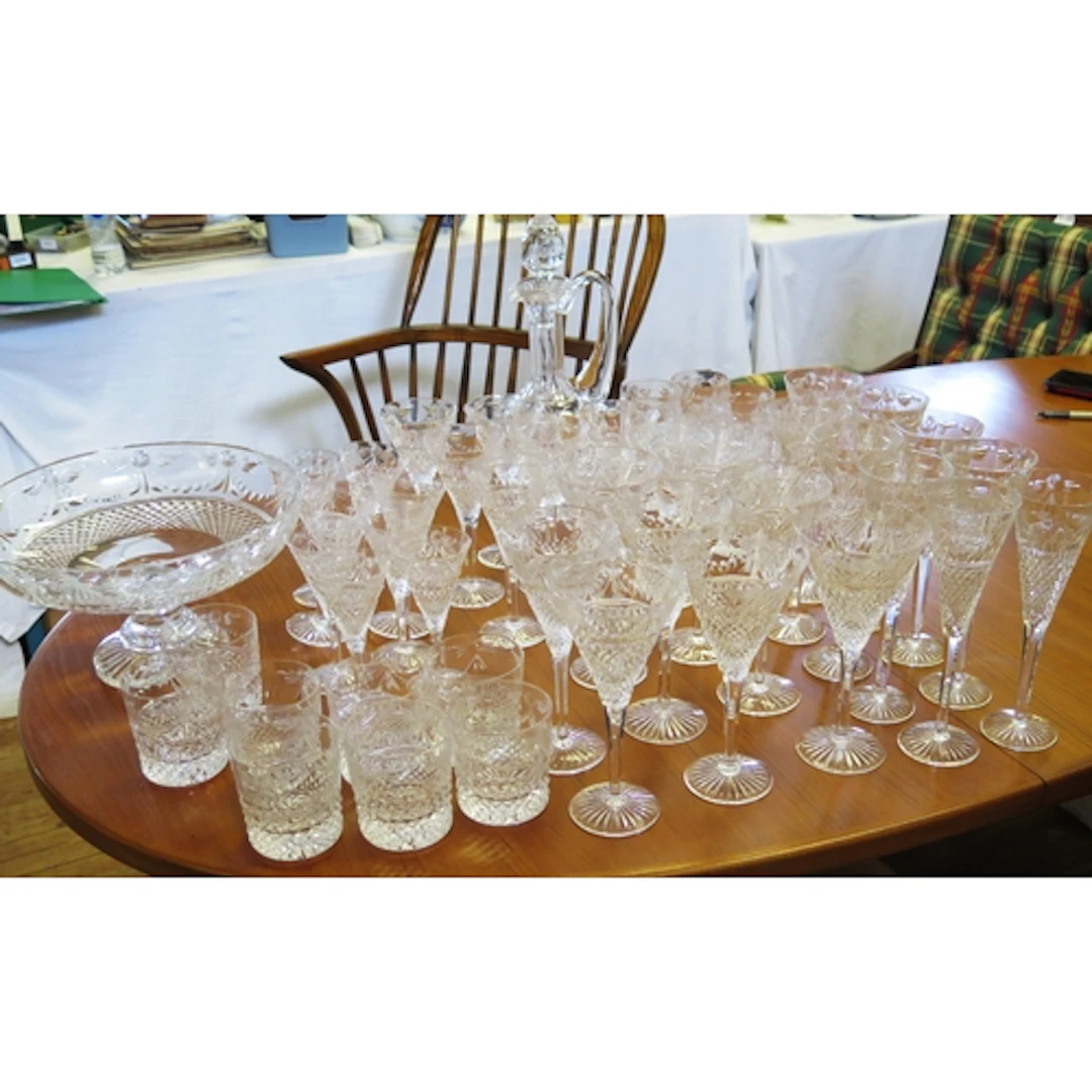 A suite of Stuart crystal drinking glasses including champag...
