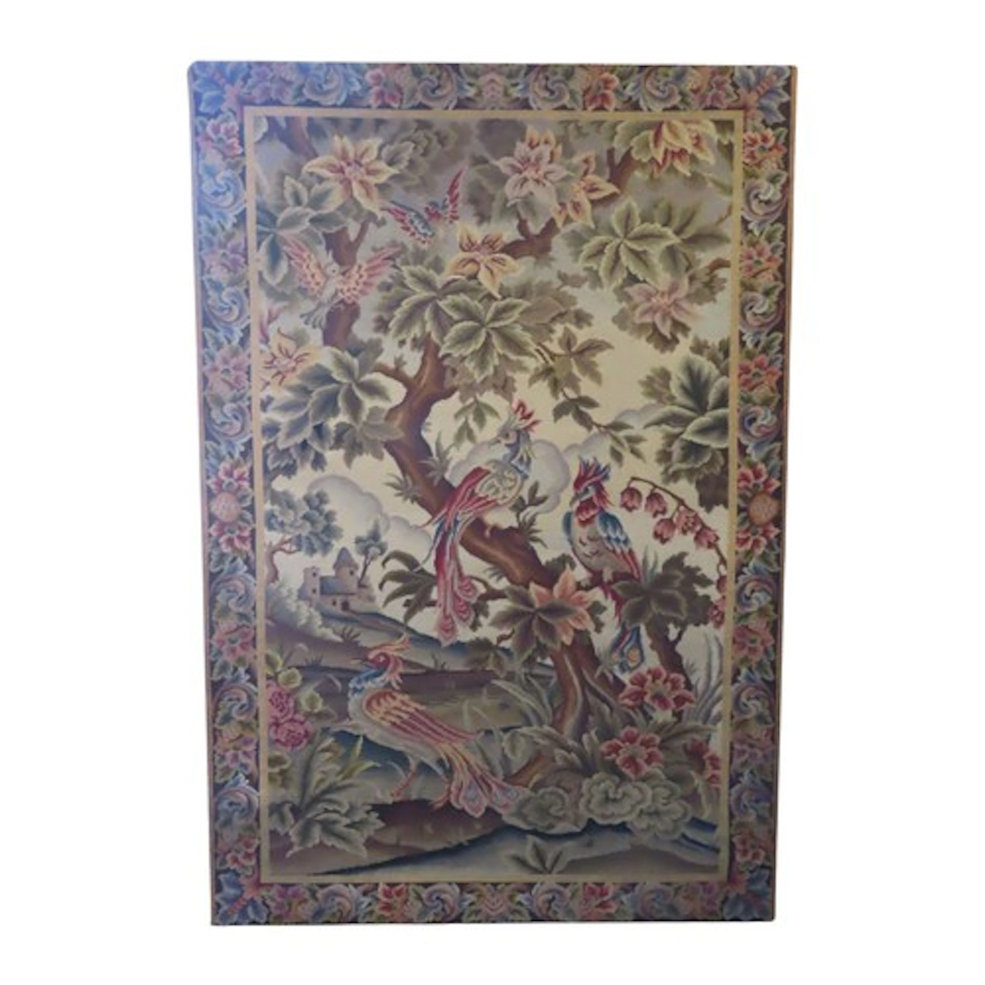 A wall hanging with a printed finish showing a classical gar...