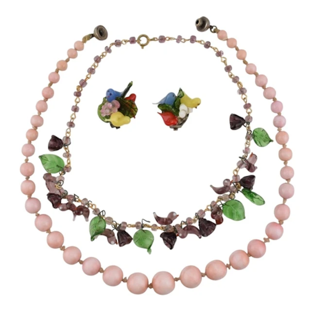 A selection of costume jewellery to include a French simulat...