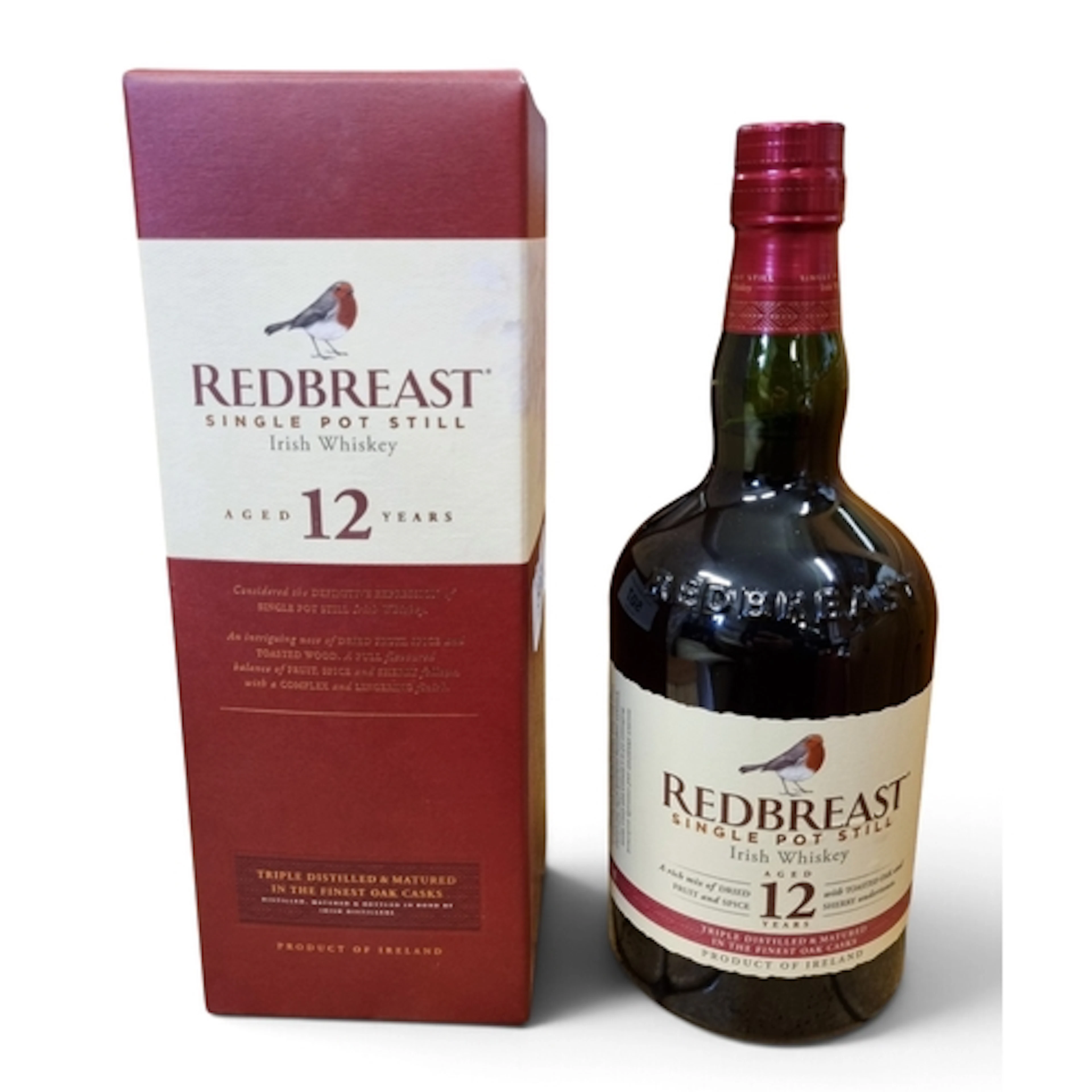 A Redbreast Single Pot Still 12 Year Old Irish Whiskey.