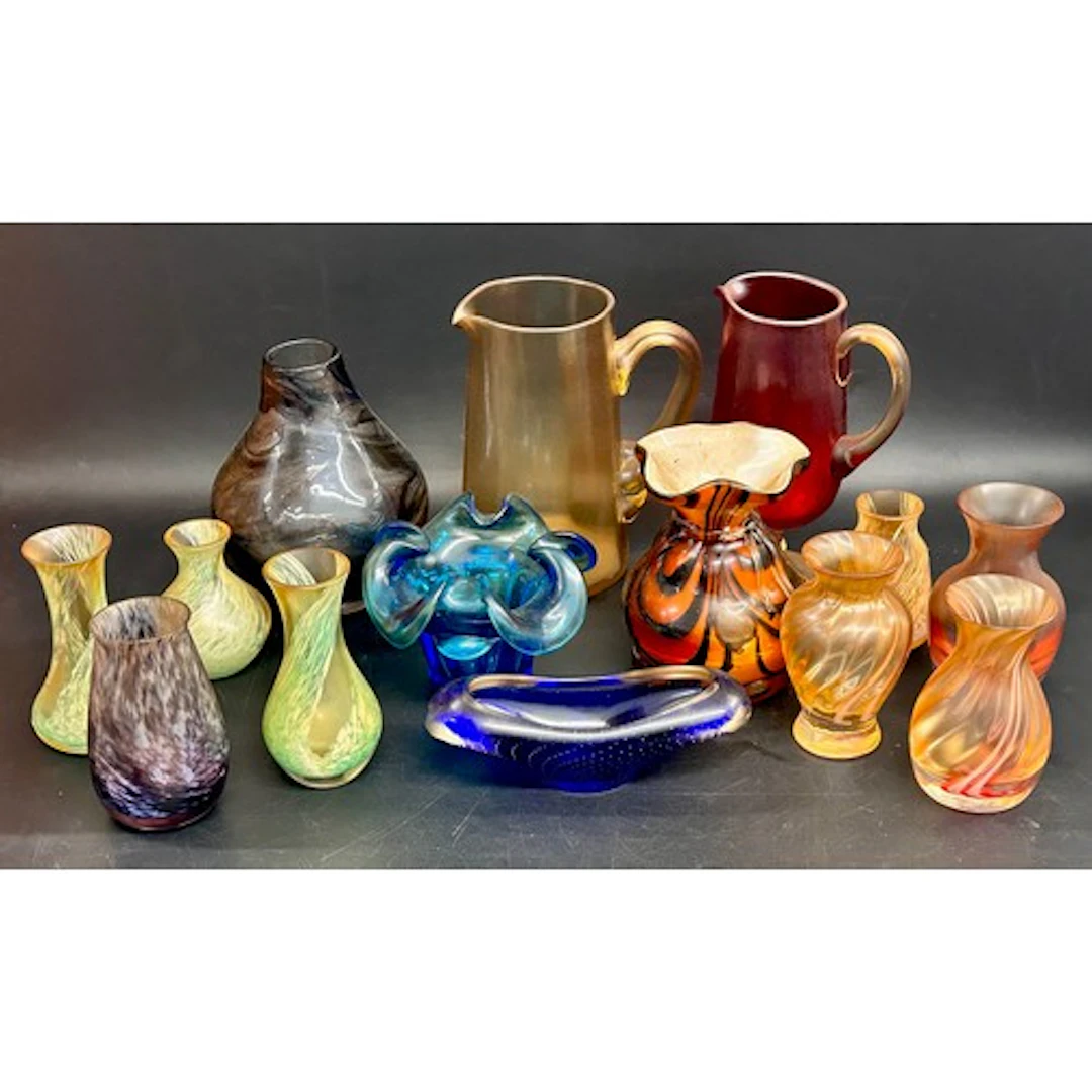 Collection of studio glass to include Caithness vases and a ...