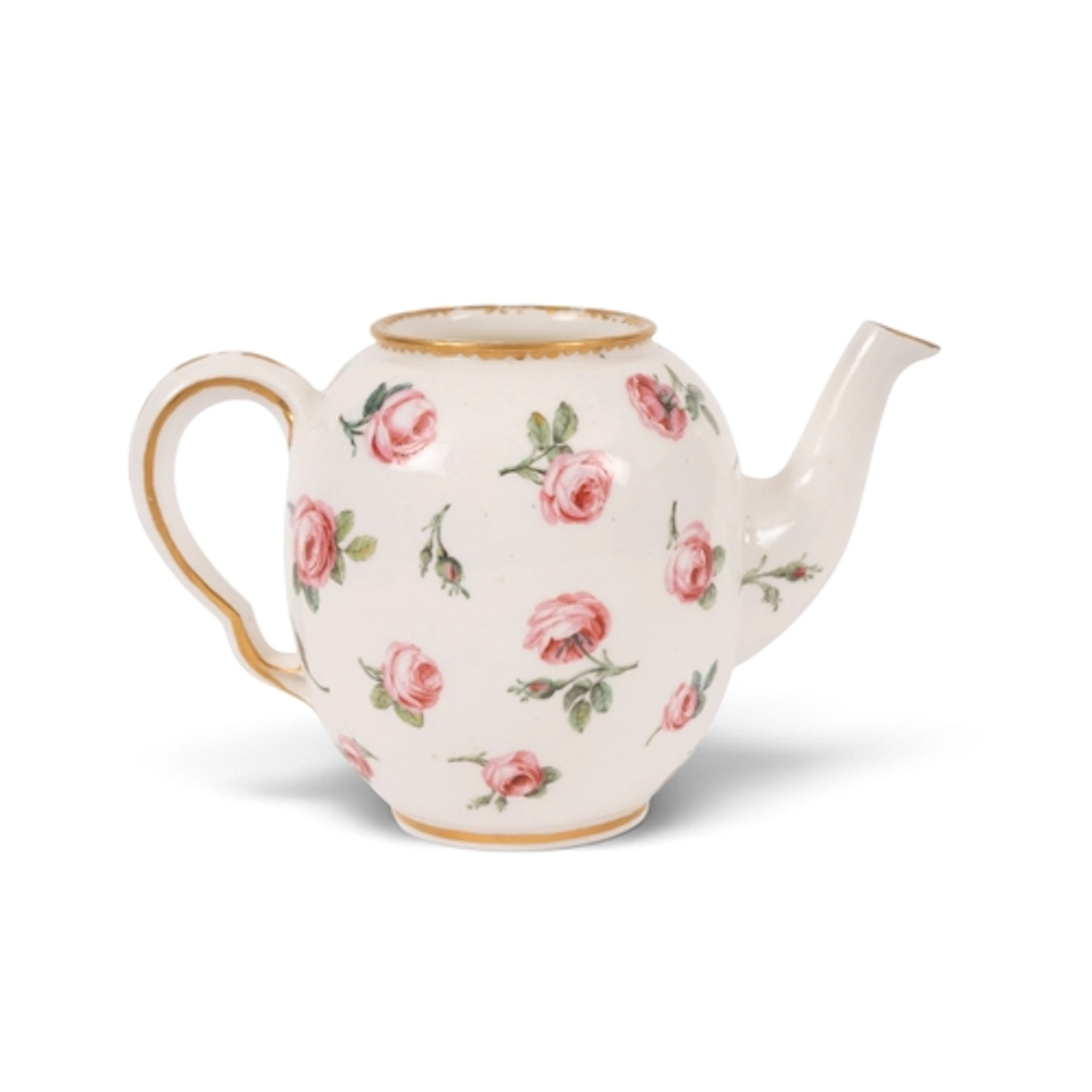 A Sèvres teapot (théière calabré), date code for 1775, paint...