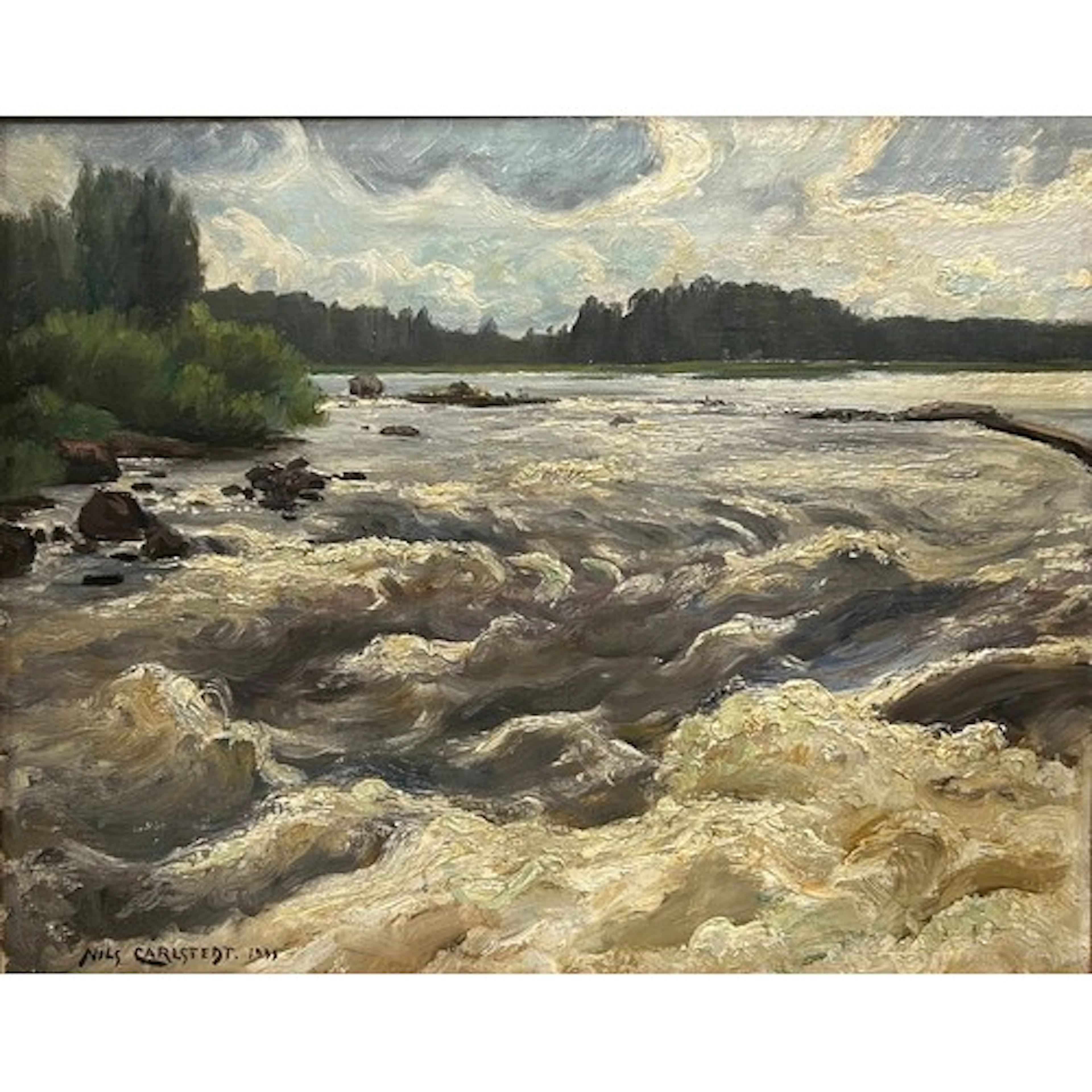 Nils Carlstedt (1898- 1980) oil on canvas, 'The Dalalven Riv...