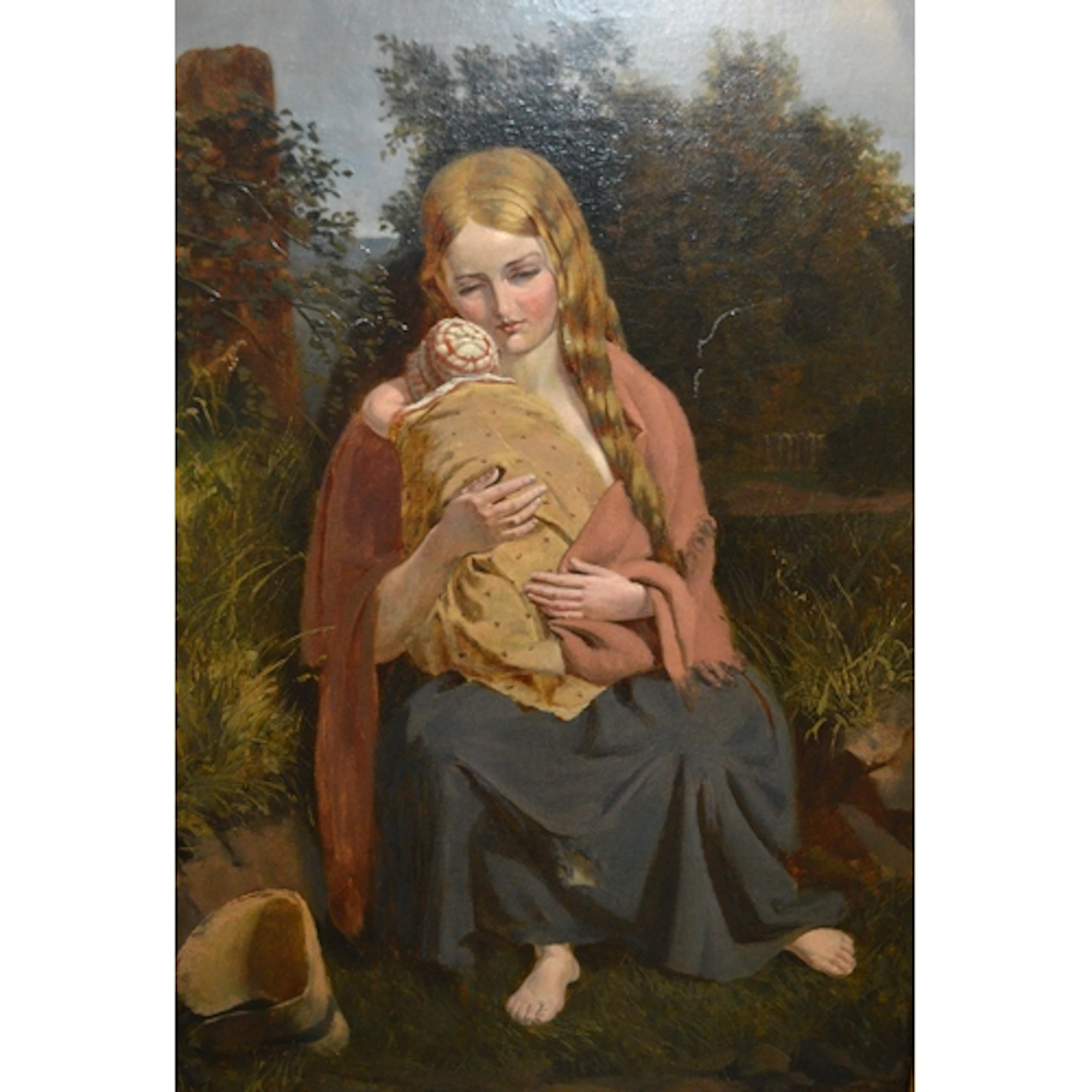 19th Century English School, oil on canvas, mother and baby ...