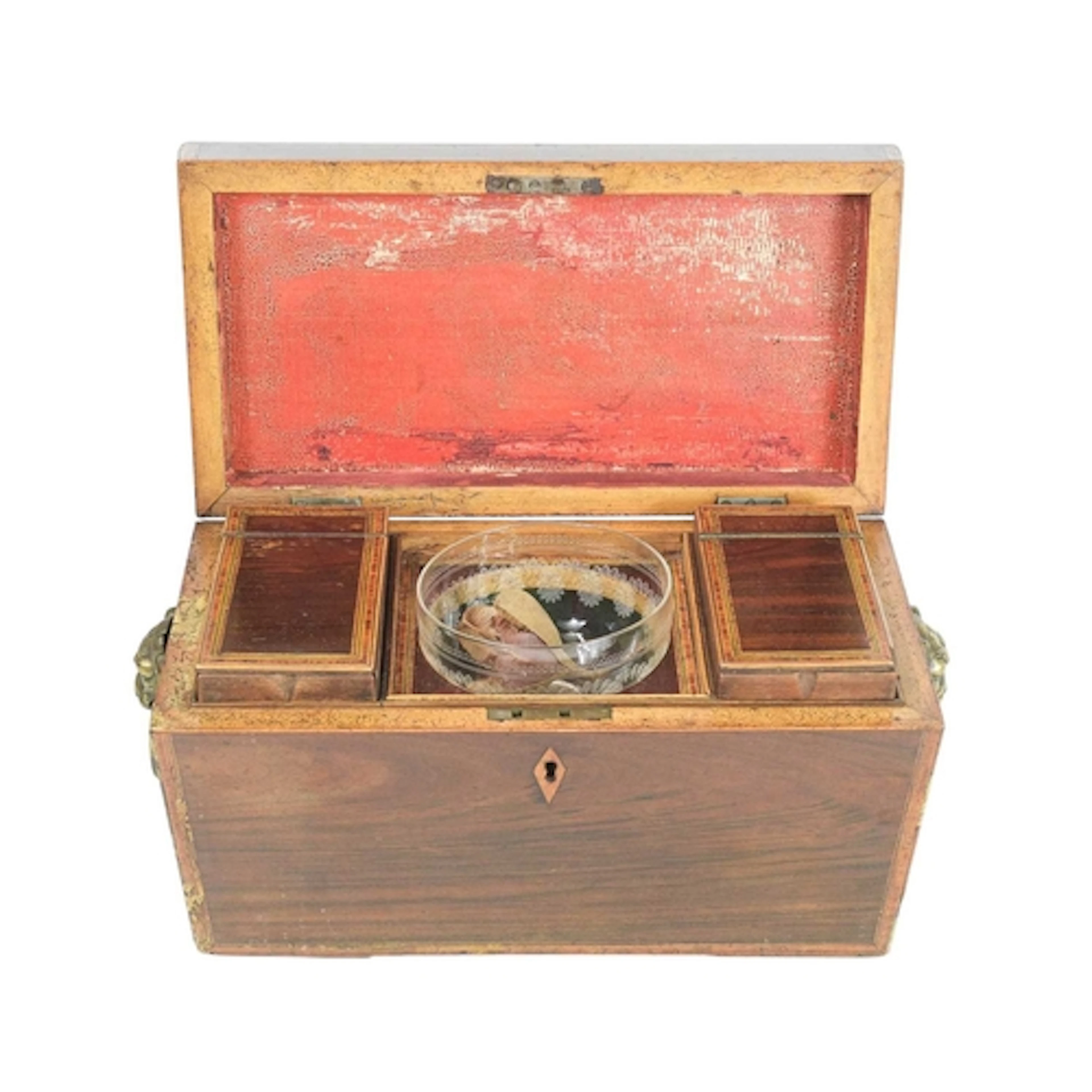 A George III goncalo alves, satinwood banded and strung tea ...