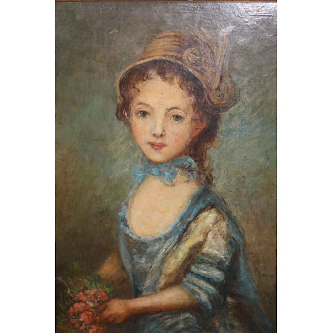 Late 19th Century oil on millboard, portrait of a young lady...