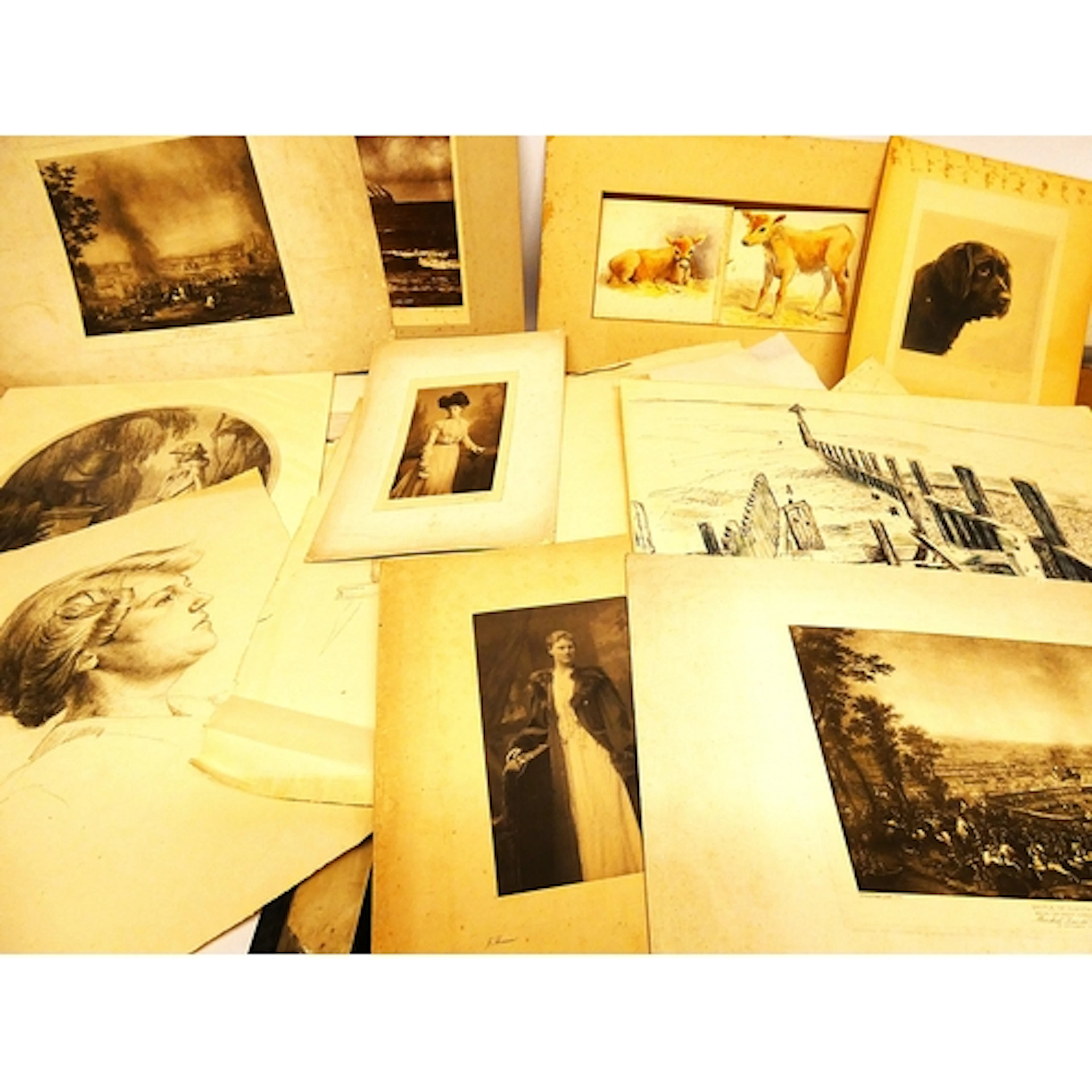 Collection of Amateur artist sketches and drawings, and othe...