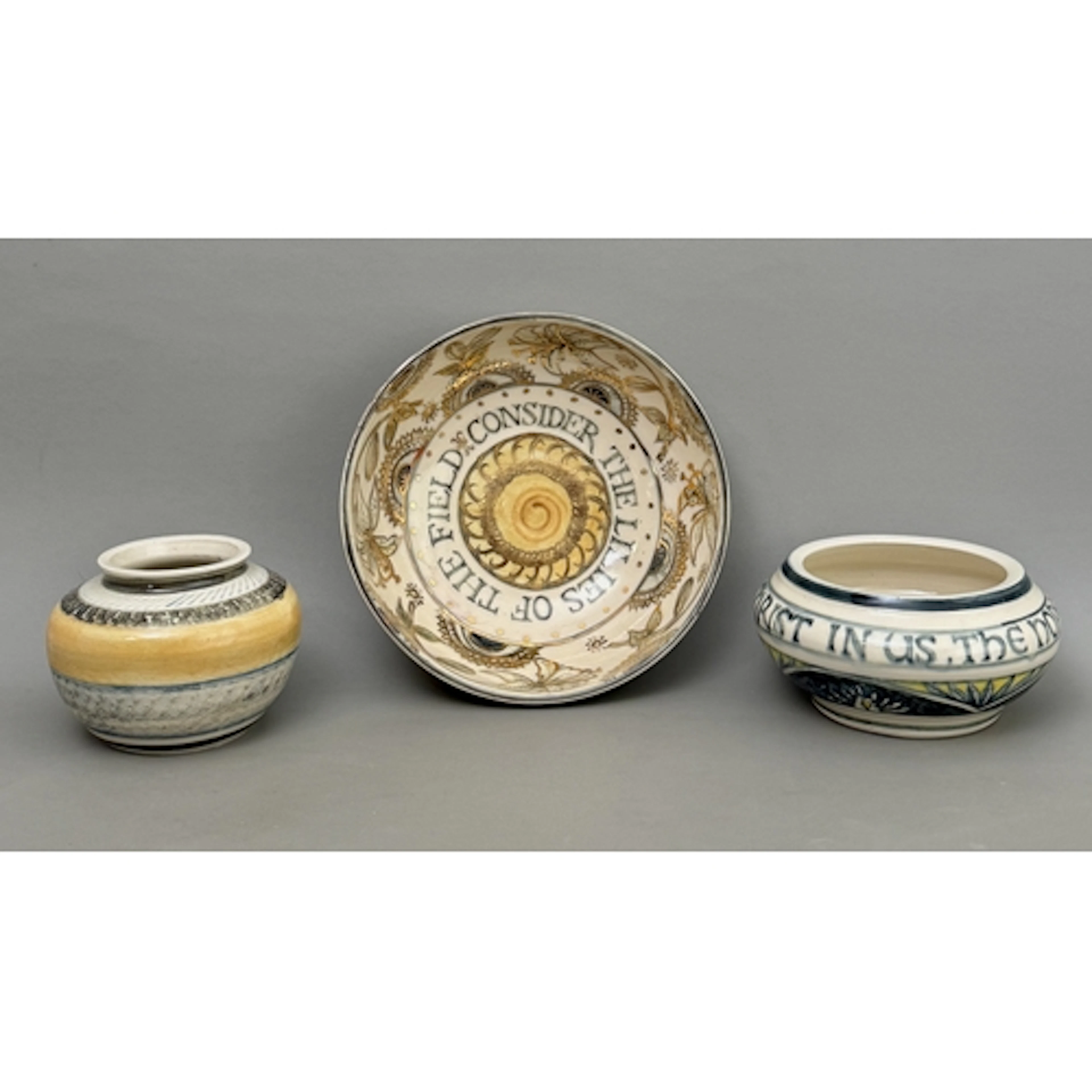 Three pieces of stoneware studio pottery - believed to be by...
