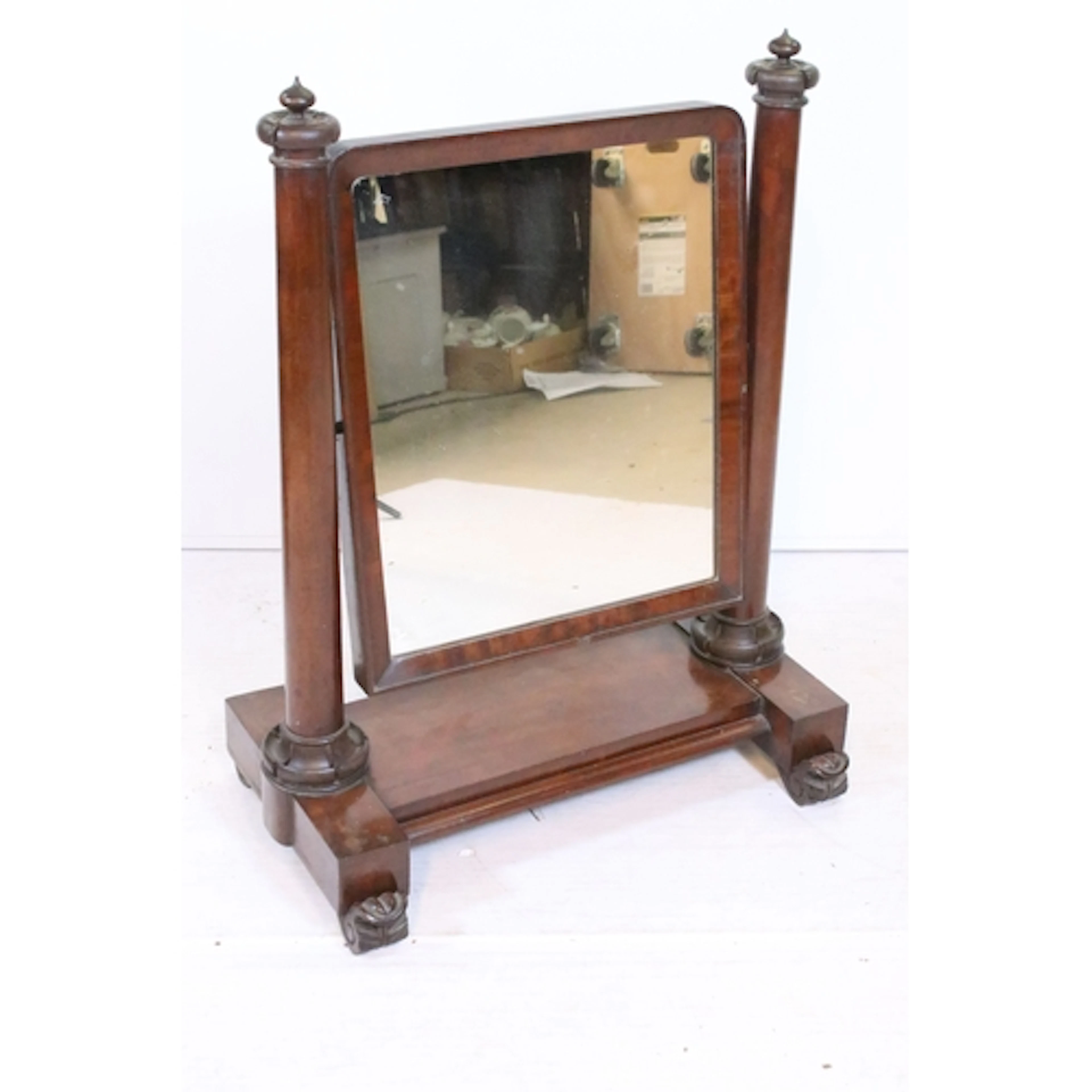 Victorian mahogany framed dressing mirror, having rectangula...