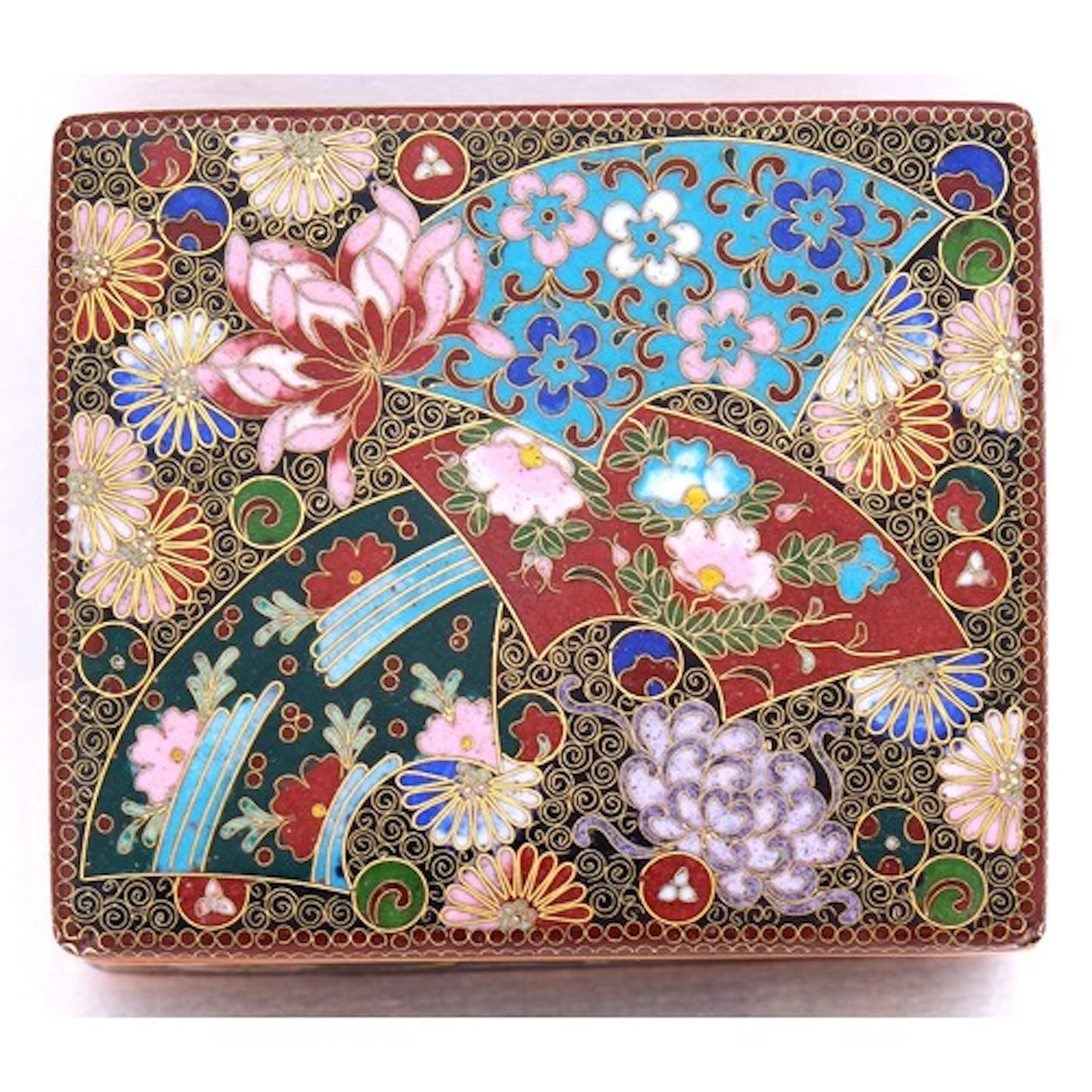 A JAPANESE CLOISONNÉ RECTANGULAR BOX AND COVER MEIJI PERIOD,...