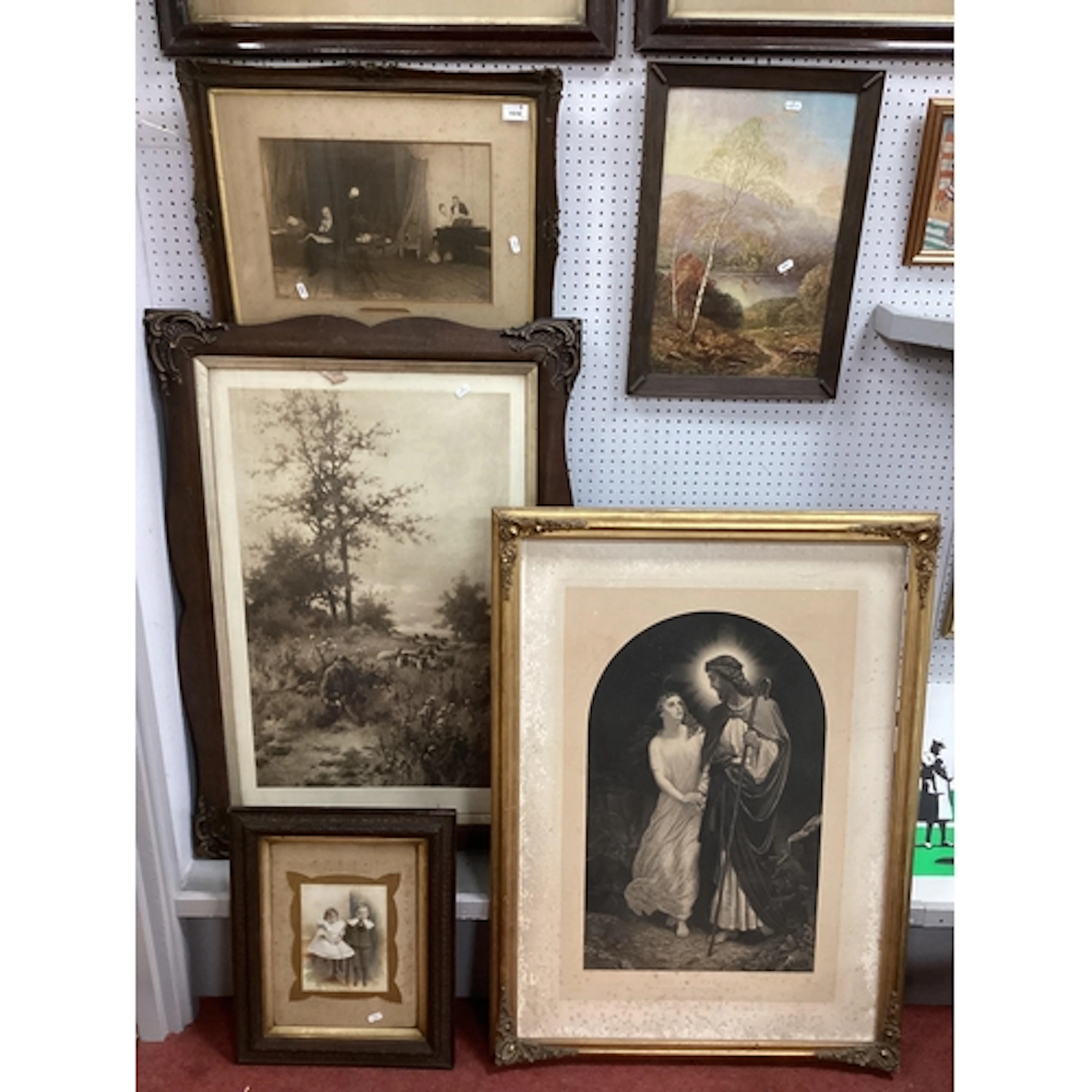 Sepia Print in Oak Frames 102cm x 72cm, gilt-framed religiou...