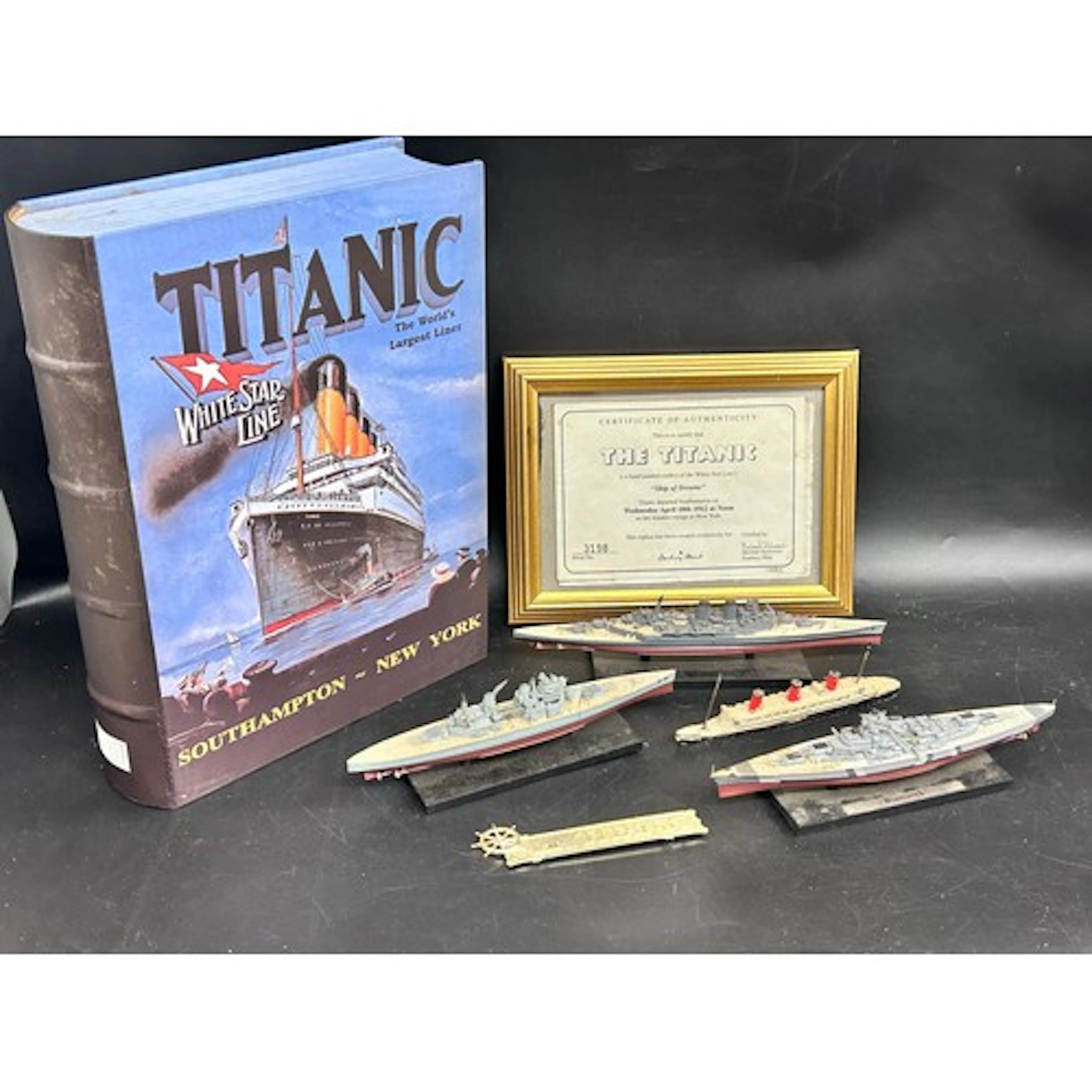 Collection of Titanic related memorabilia including small mo...