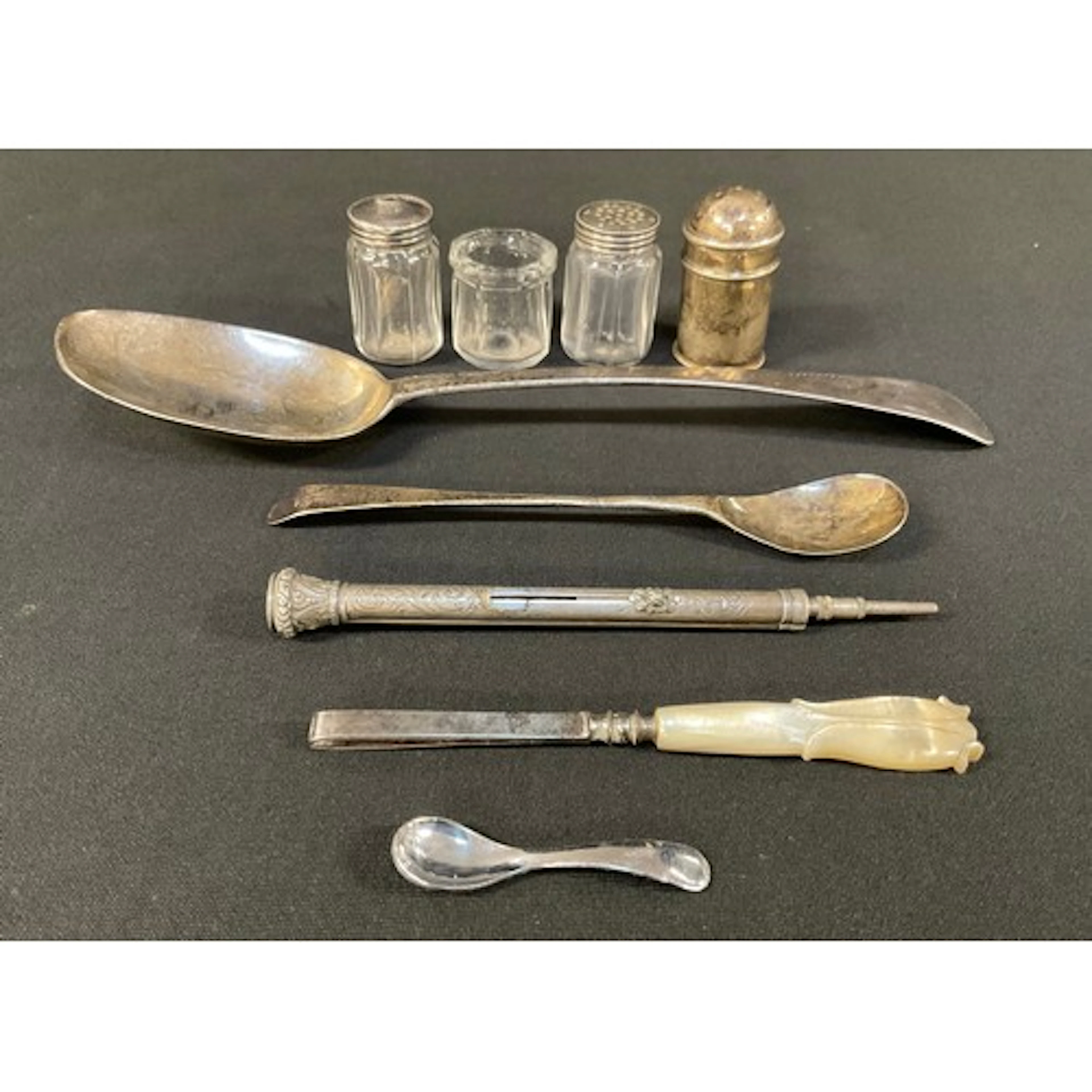 A George III silver table spoon, London 1791; silver mounted...