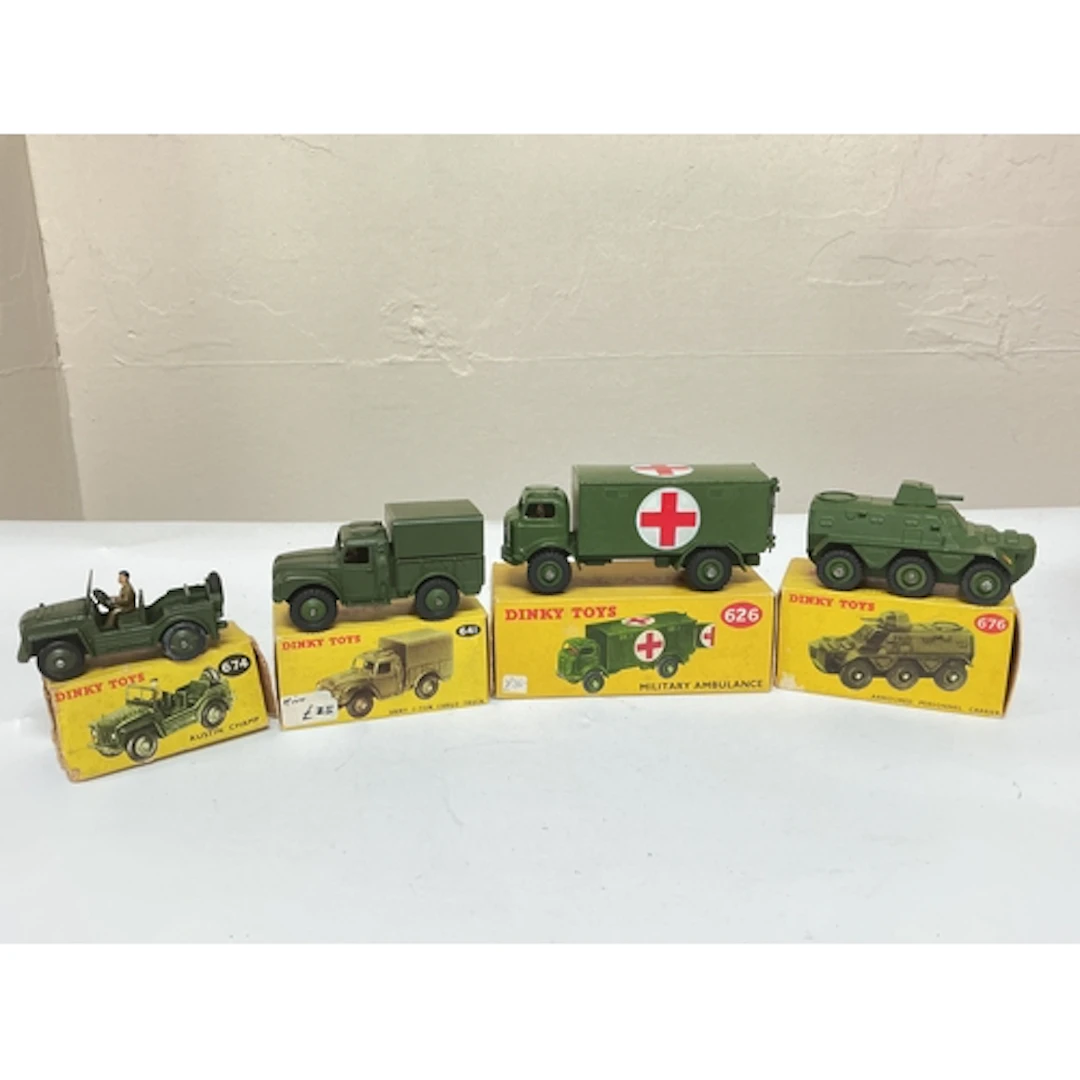 4 X Boxed Dinky Military Vehicles, A Austin Champ #674, A Ar...