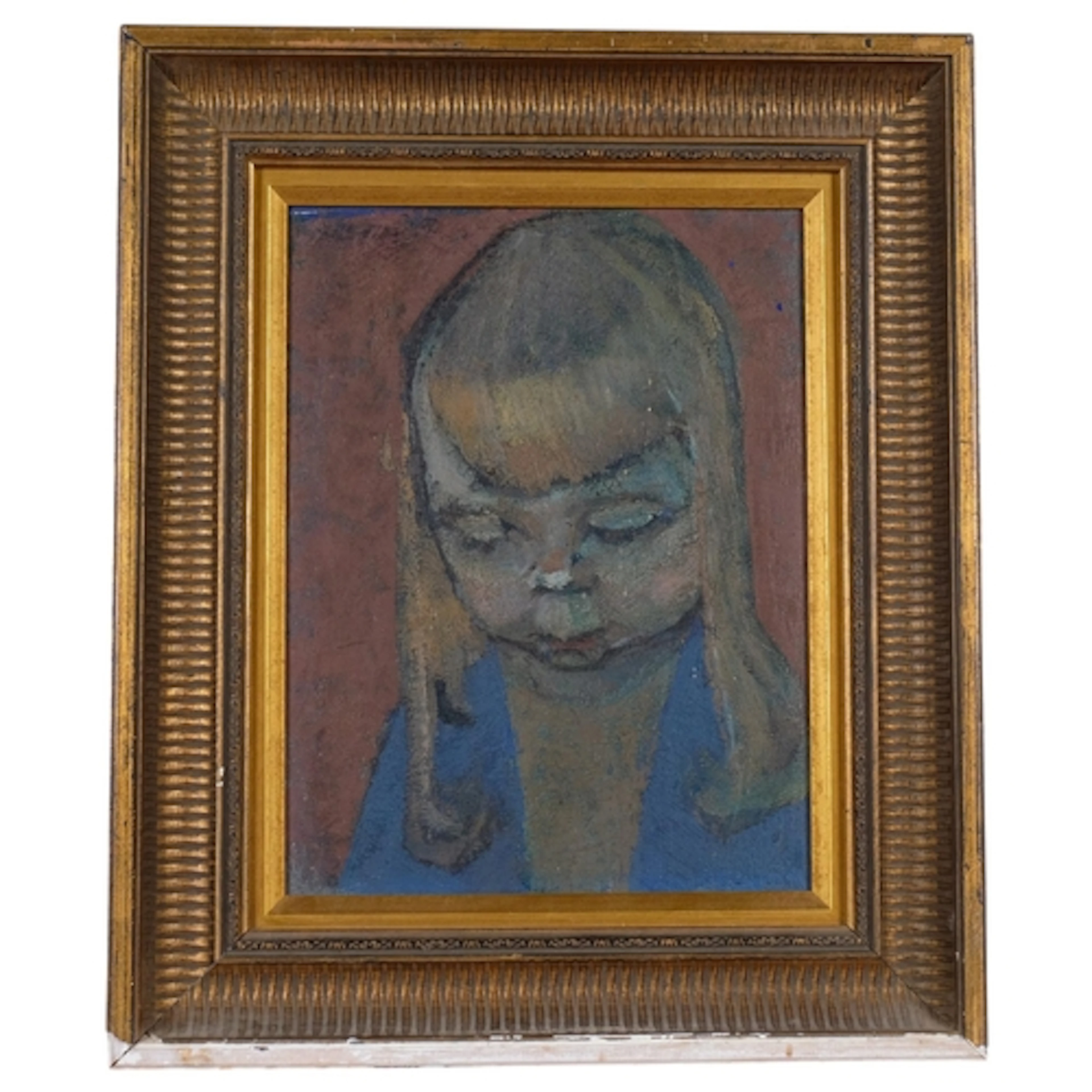 Risto Lappenen, Finnish, portrait of a girl, oil on board, s...