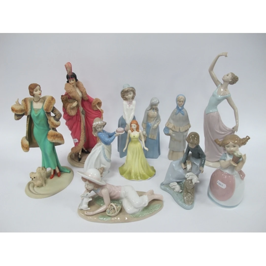 Figures and Pictures, including two Wedgwood "Roaring Twenti...