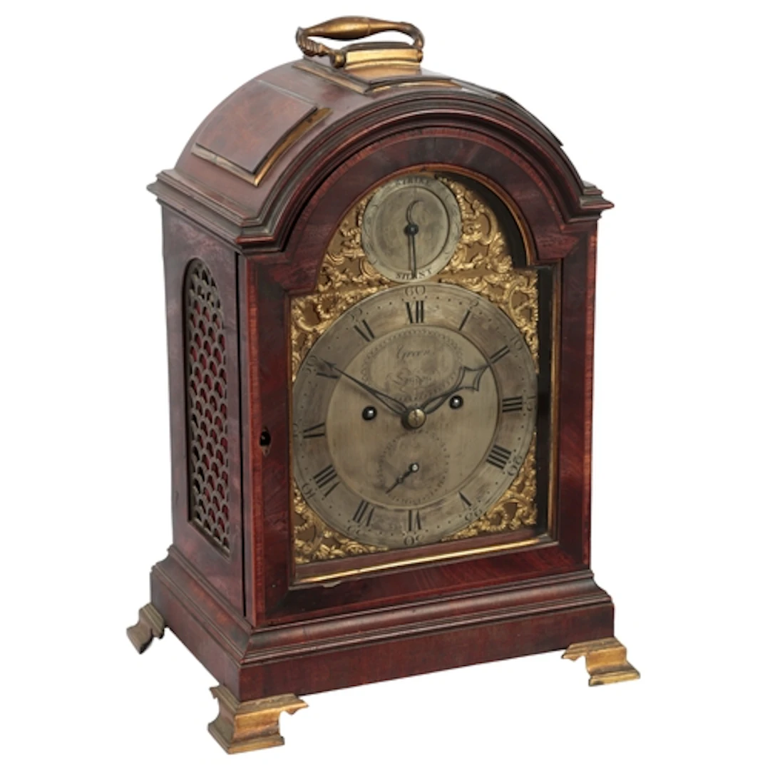 A Regency brass mounted mahogany double fusee bracket clock,...