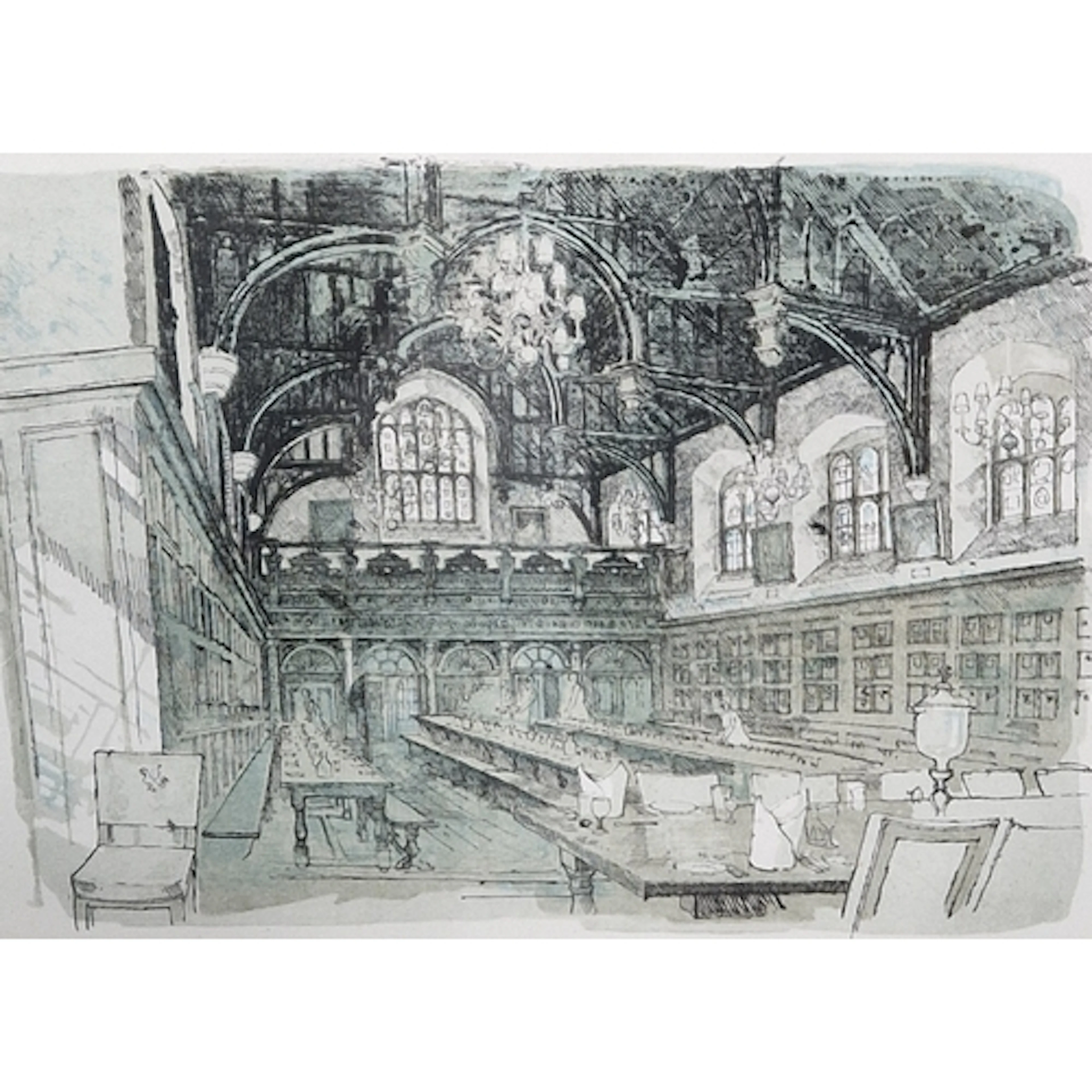JOHN WARD RA. Interior of Gray's Inn Hall, London, reproduct...