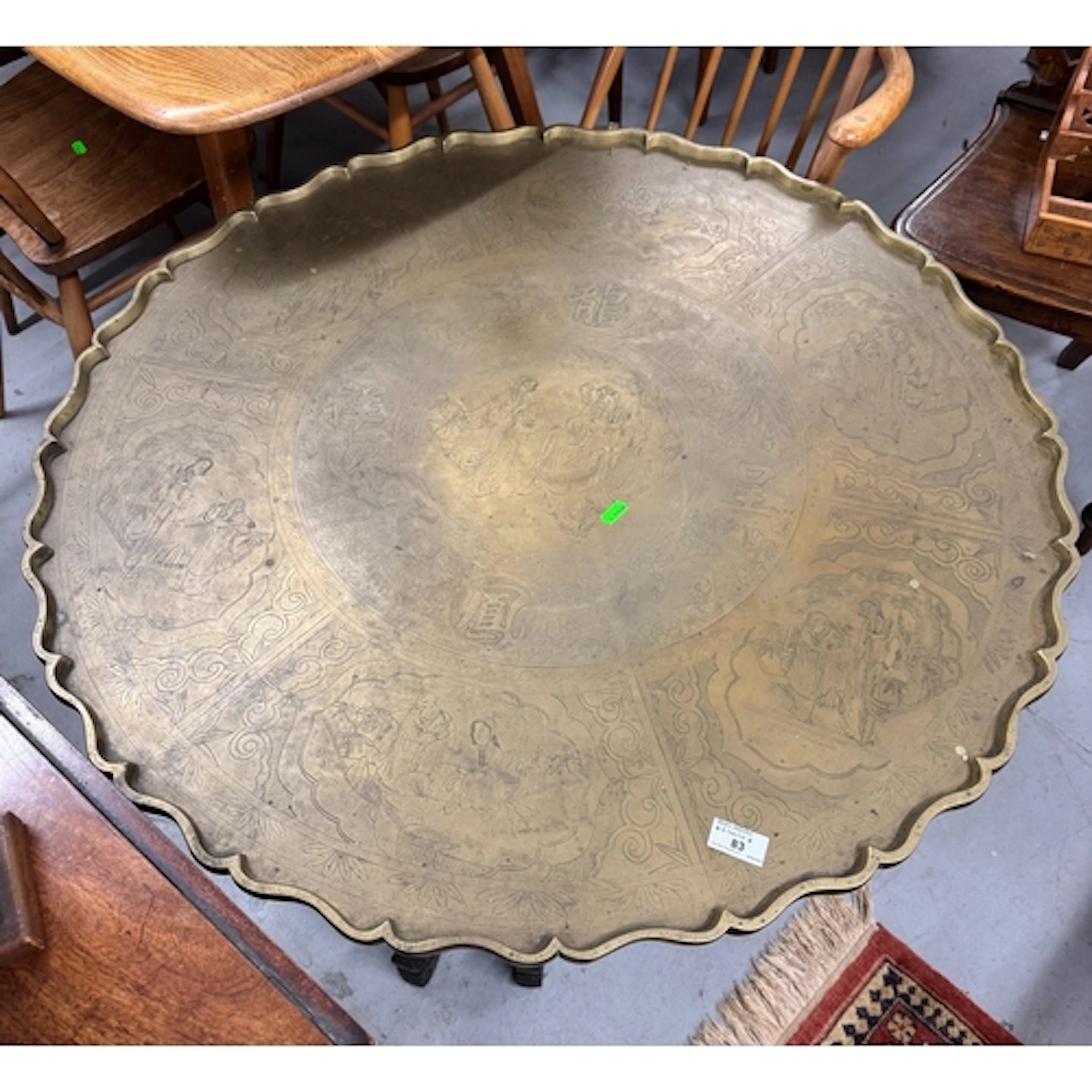 Furniture: Furniture: 20th century Chinese low brass and wo...