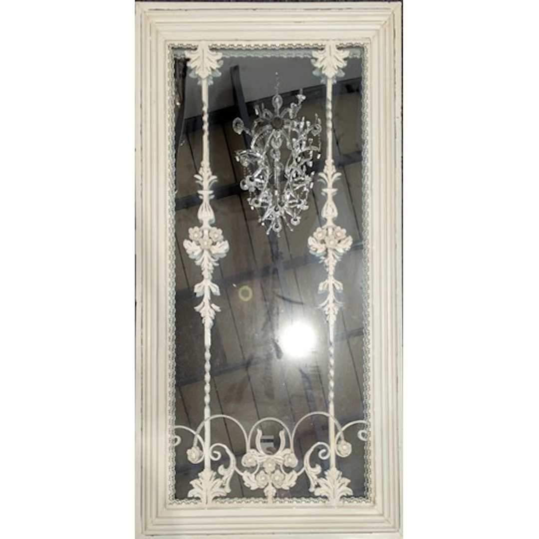 A large contemporary white painted metal looking glass, the ...