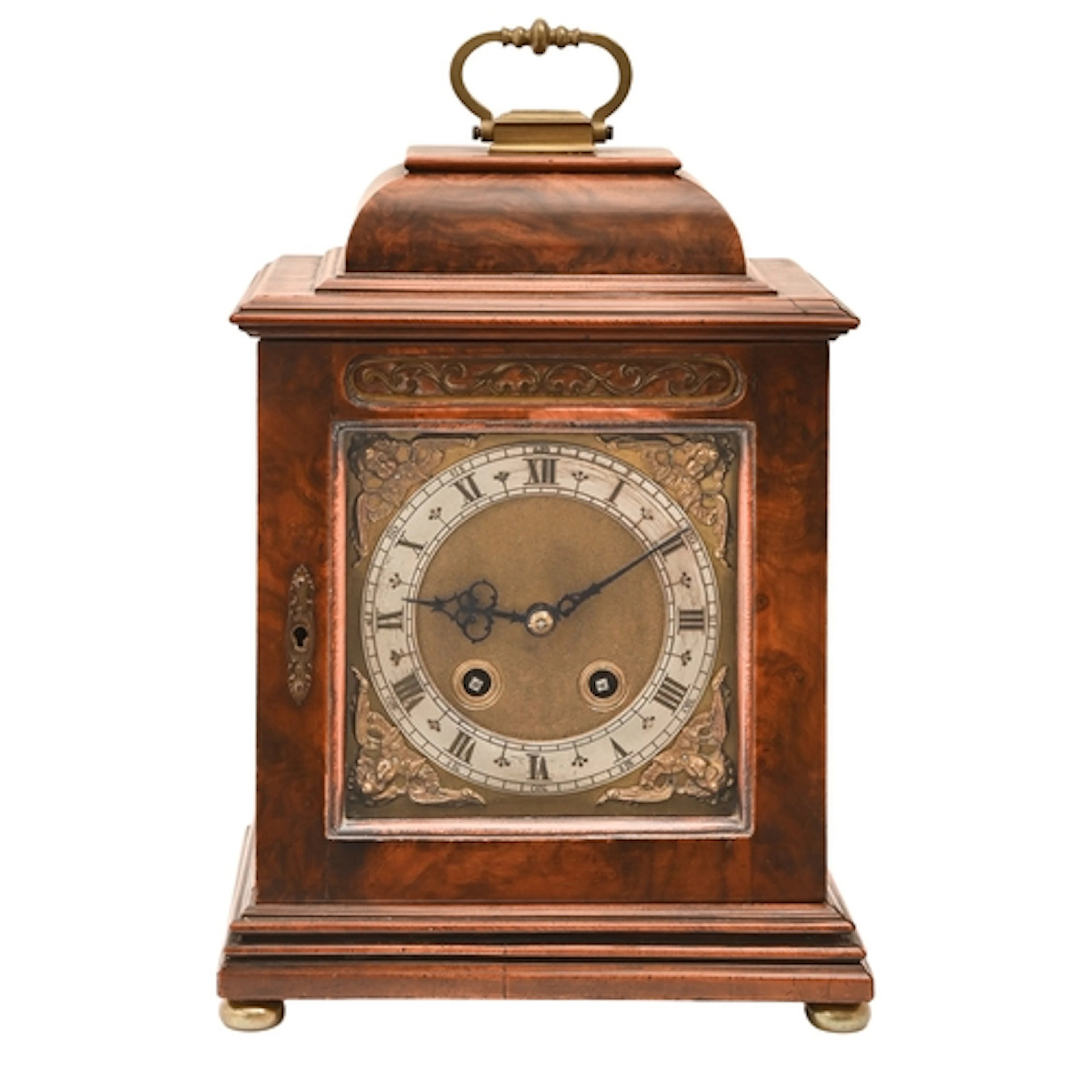 A walnut basket-top clock, H Williamson Ltd, Astral, c1930, ...