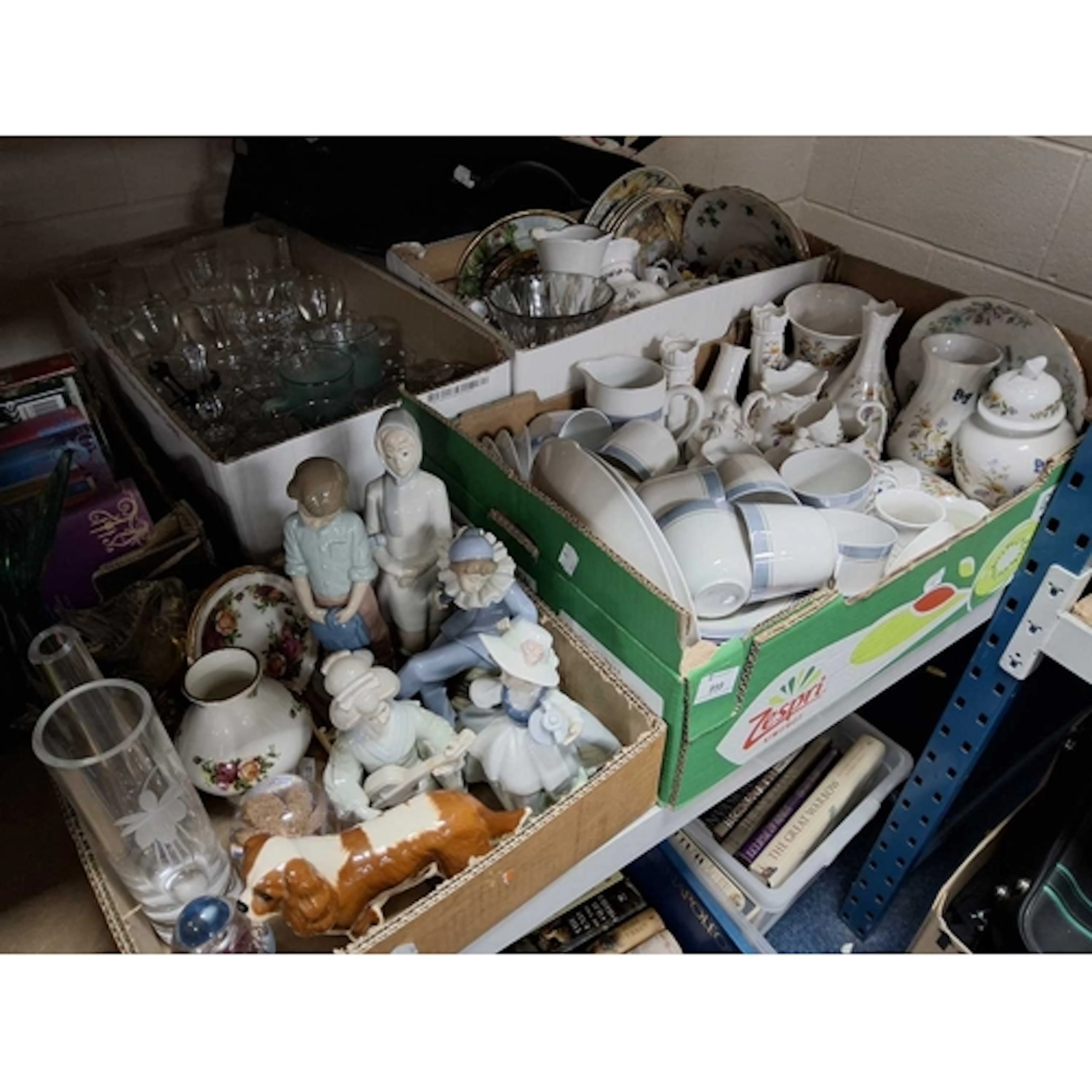 FOUR BOXES OF GENERAL HOUSEHOLD CERAMICS AND GLASSWARE to in...