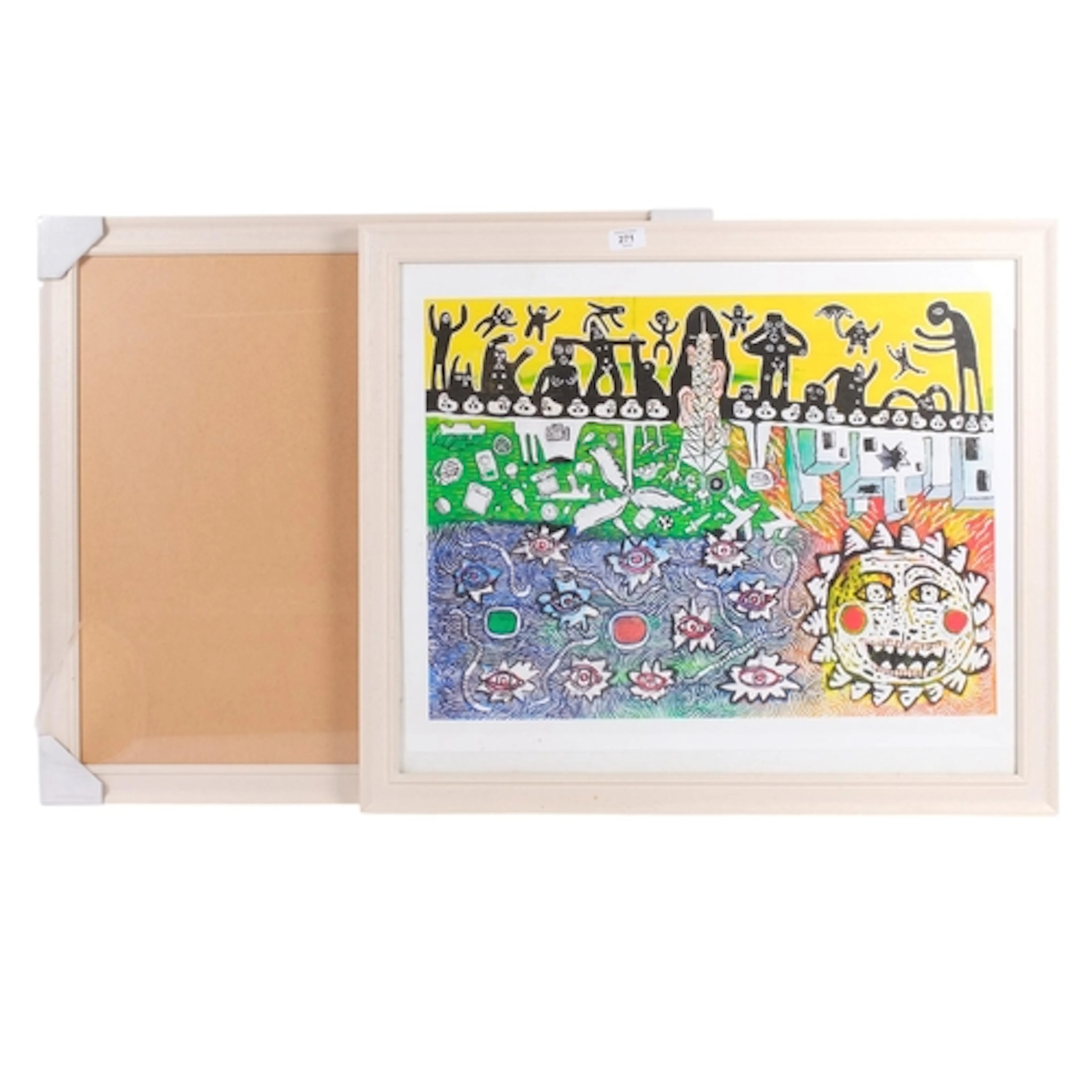 Contemporary abstract poster print, framed, overall 61cm x 7...
