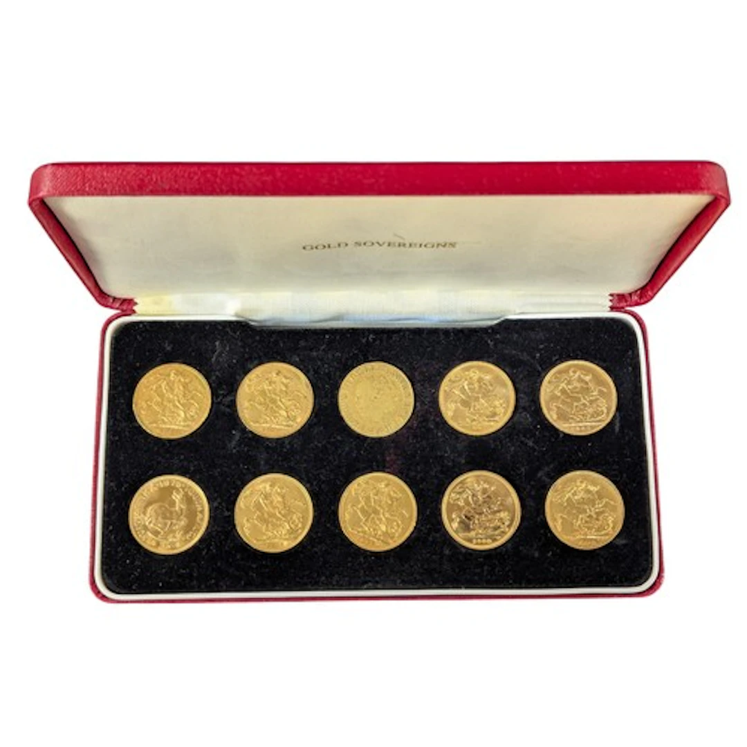 Gold coins - a George III sovereign, dated 1820, 7.8g; a Sou...