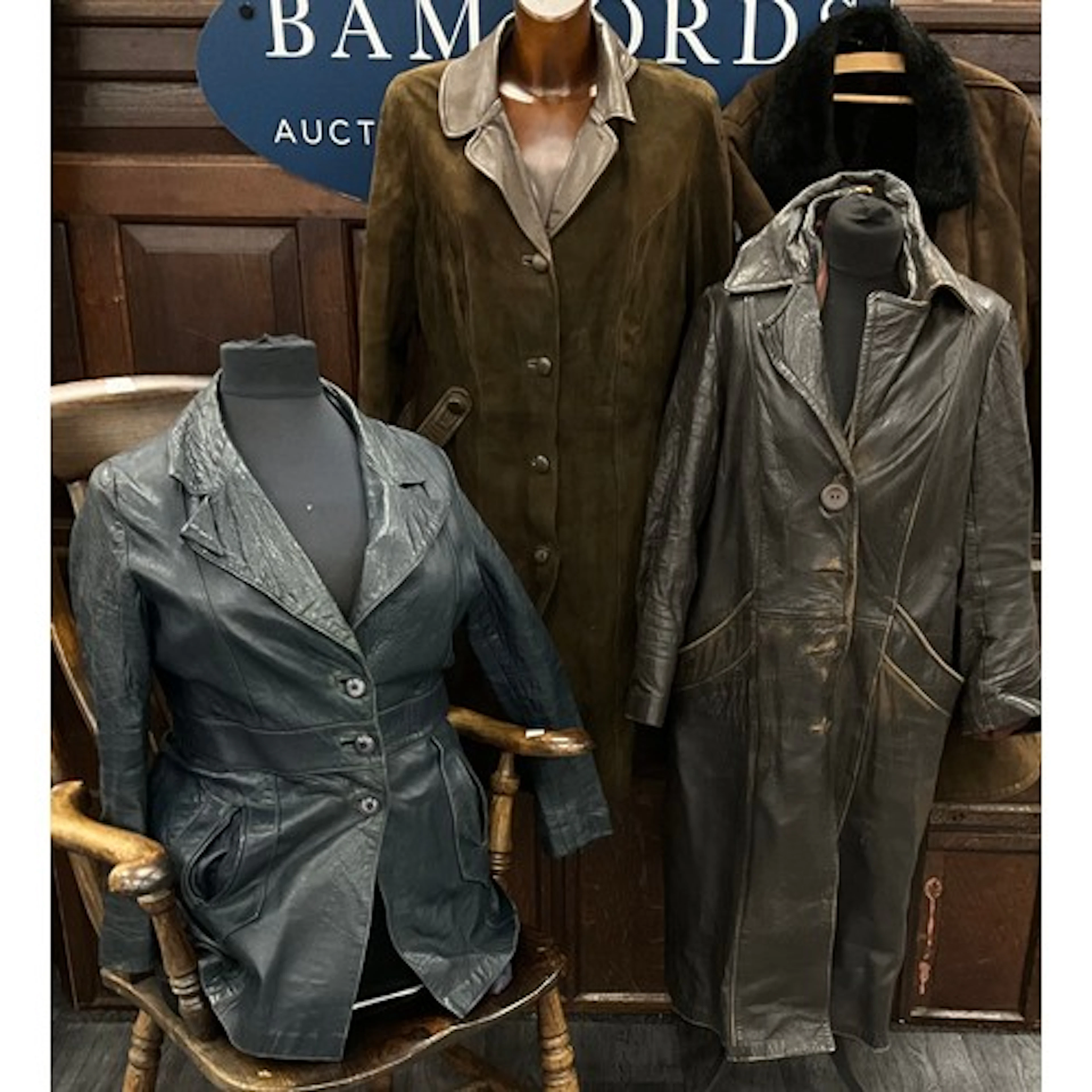 A wardrobe collection of leather and suede coats including, ...