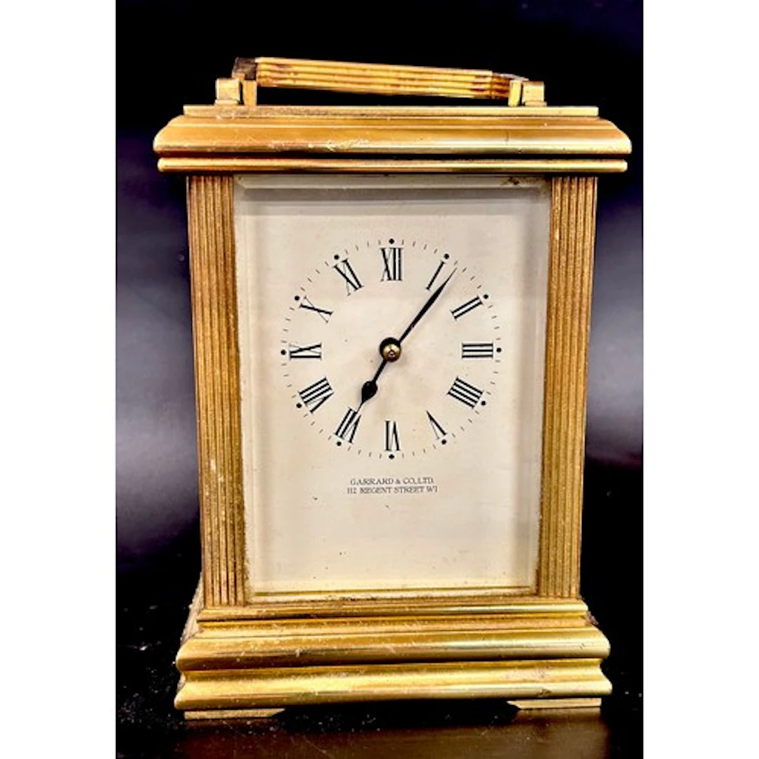A Garrard & Co brass carriage clock with ACG mark to movemen...