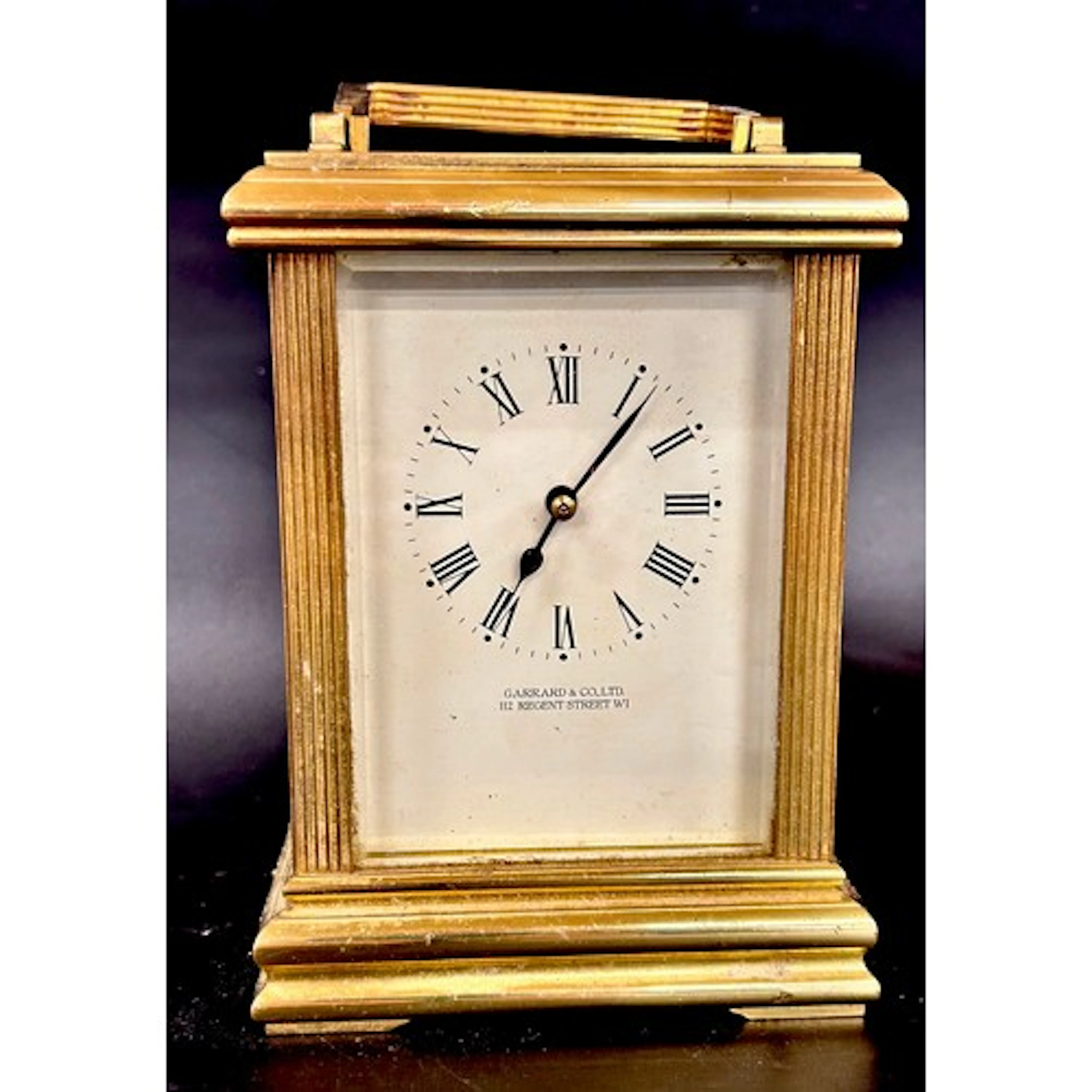 A Garrard & Co brass carriage clock with ACG mark to movemen...
