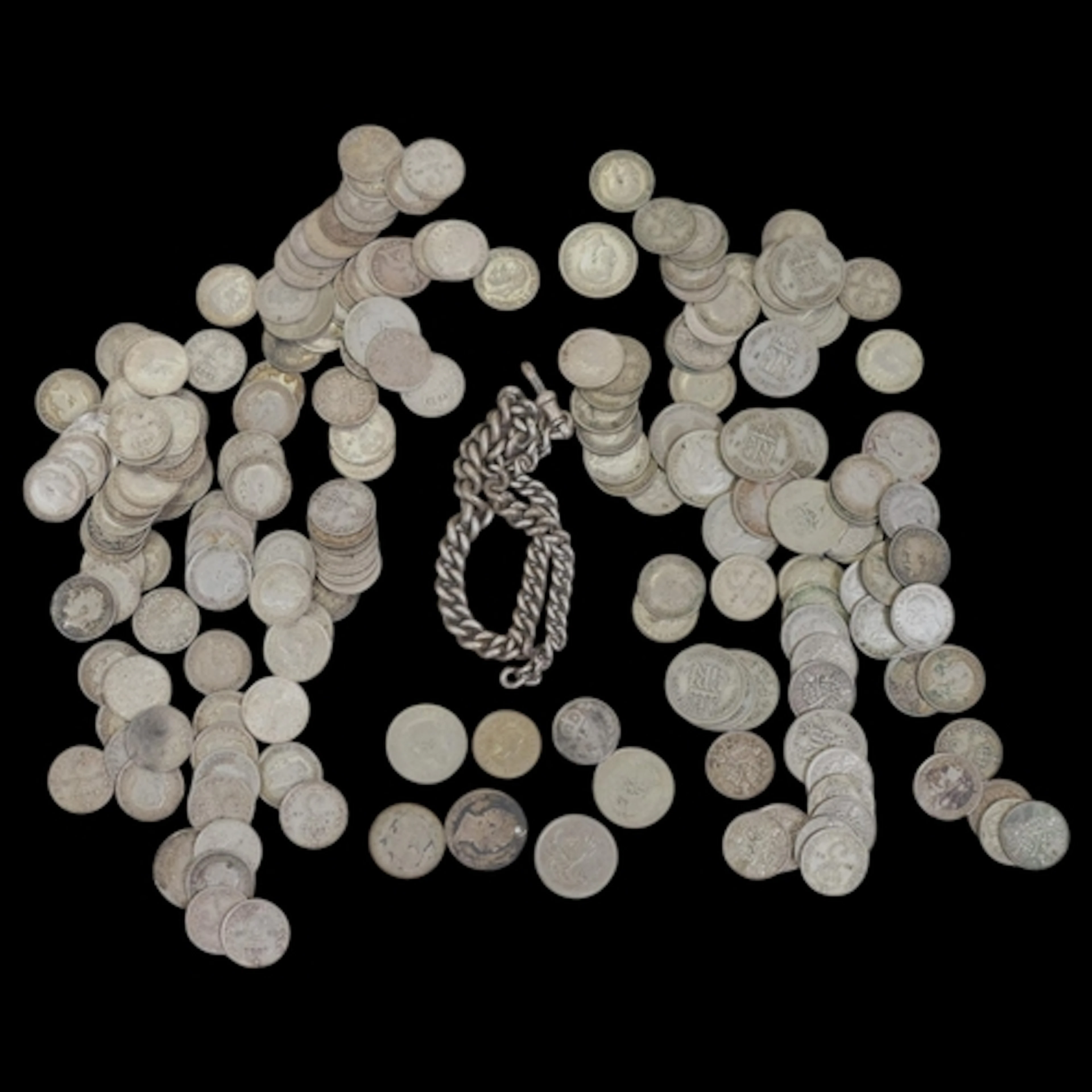 A collection of English pre-decimal silver and half silver c...