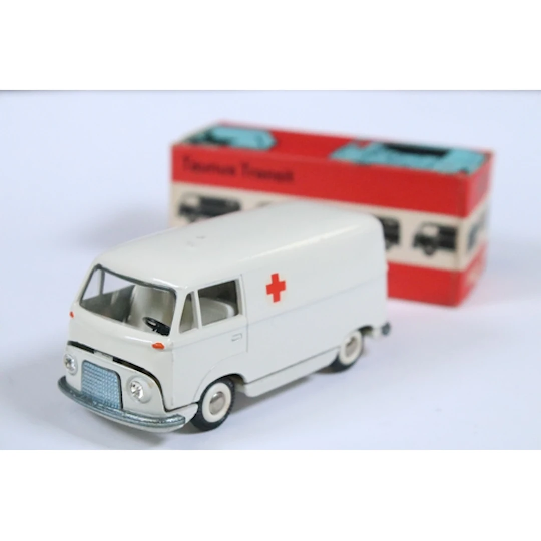 Boxed Tekno 415 Taunus Transit Ambulance diecast model in wh...
