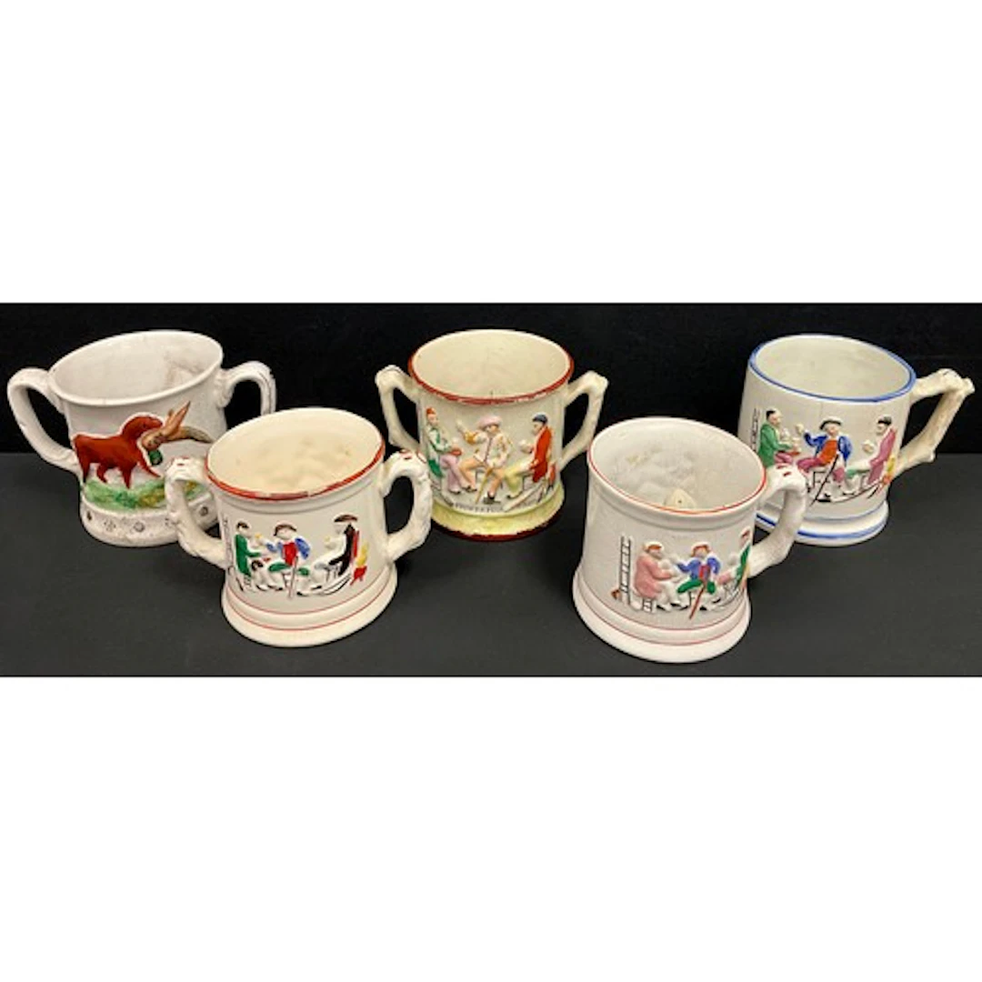 English Ceramics - a Victorian Staffordshire twin handled lo...