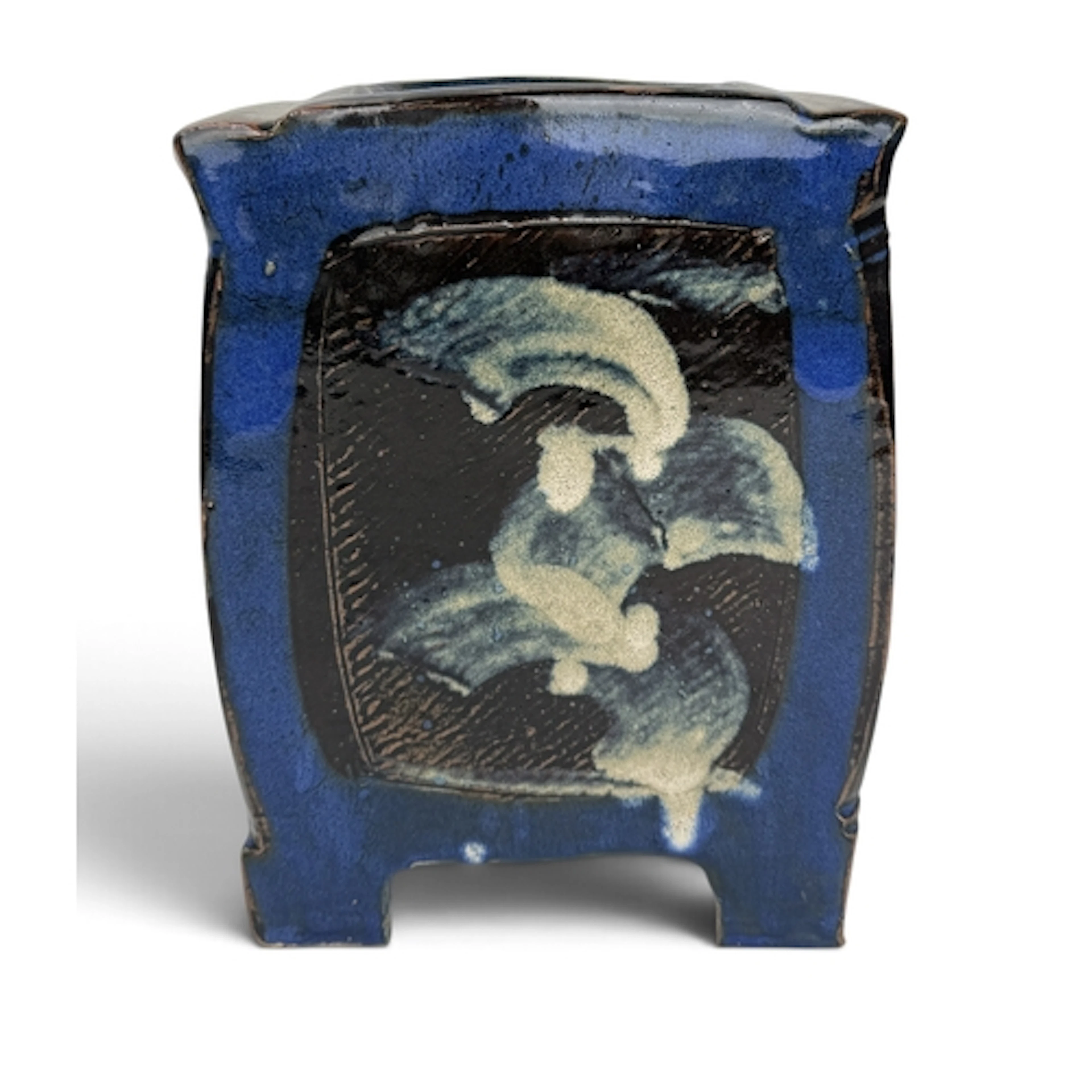 AN INTERESTING STUDIO CERAMIC VASE OF FLATTENED FORM Signed ...