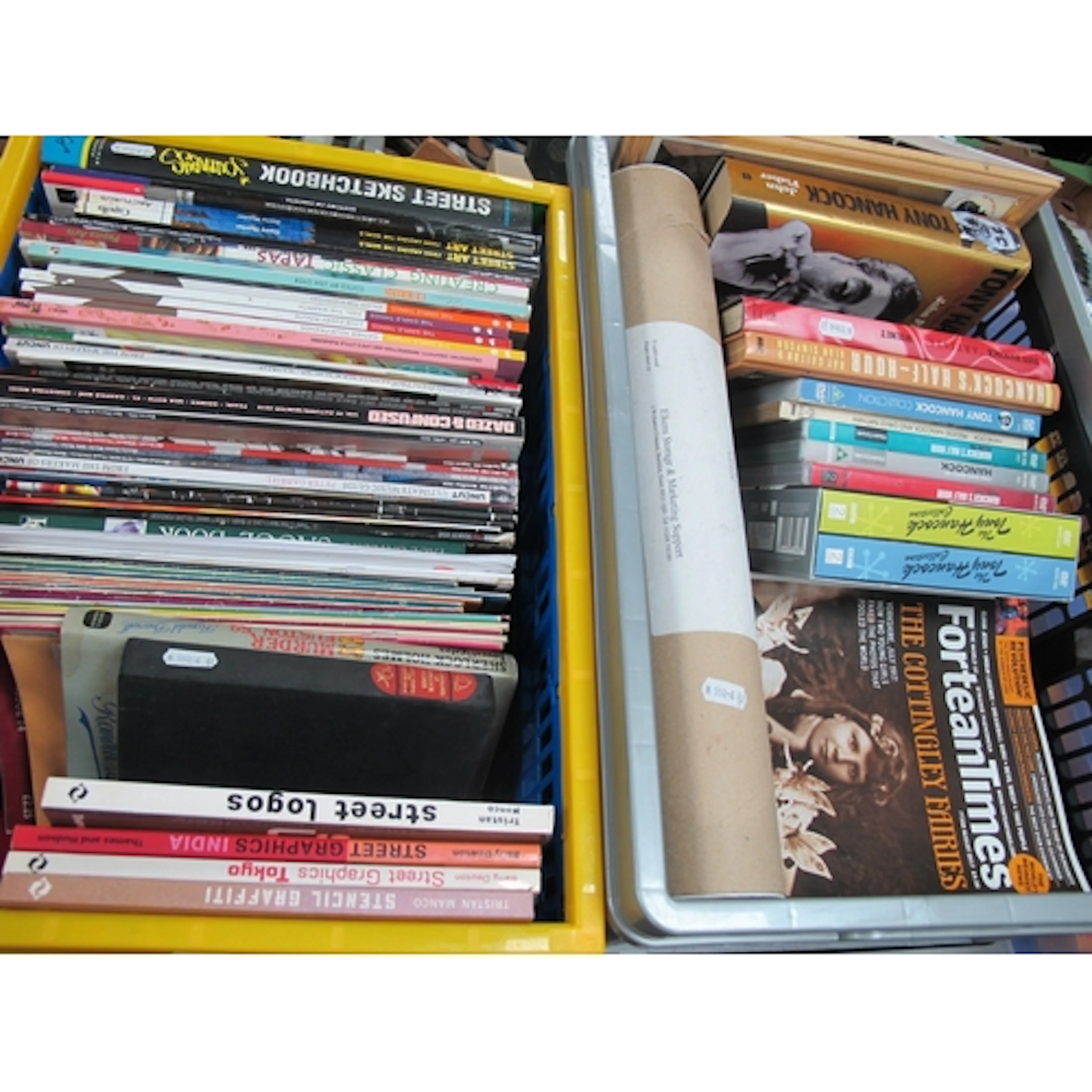Books, magazines and media items, including hardback art and...