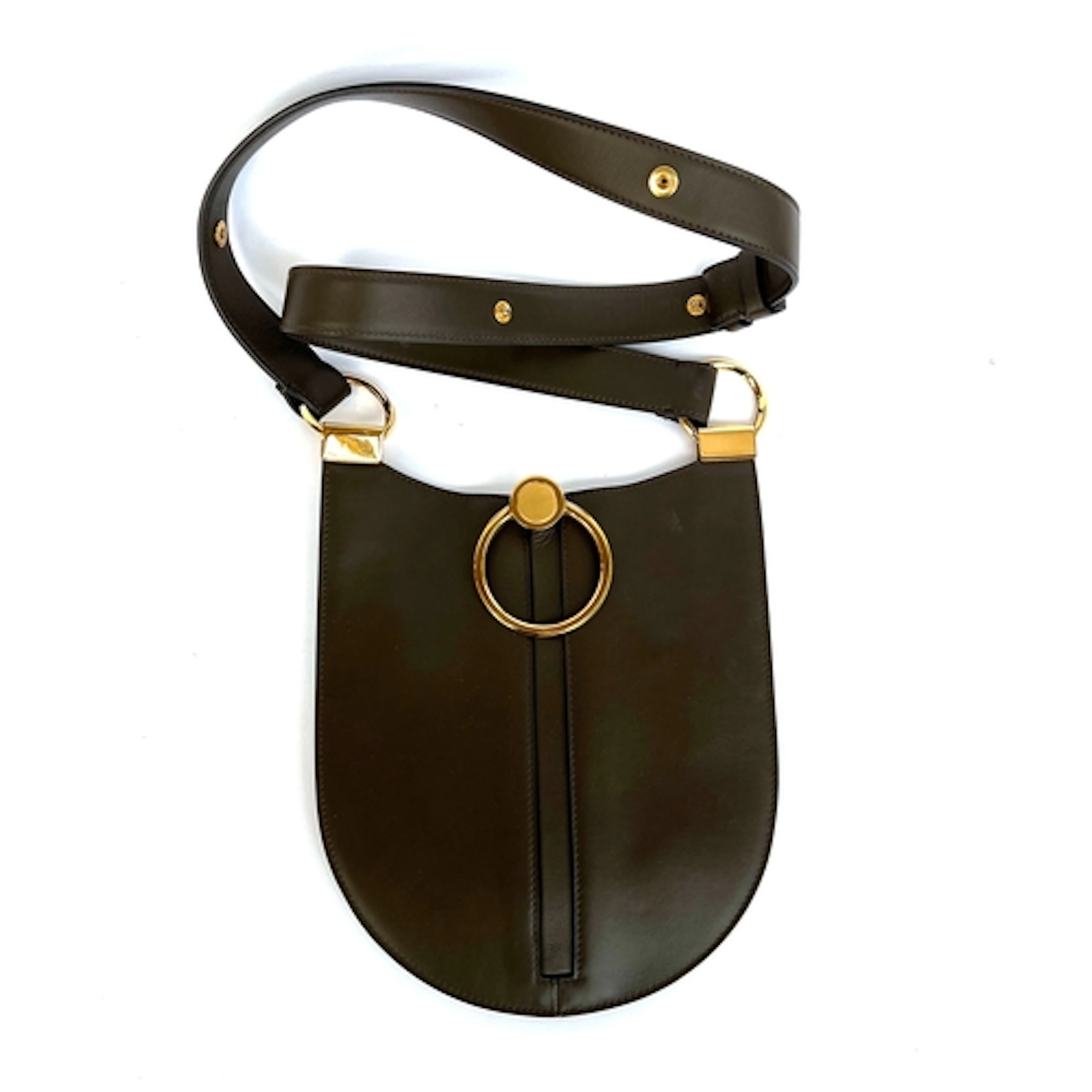 A Marni brown leather 'Earring' bag with gold tone hardware,...