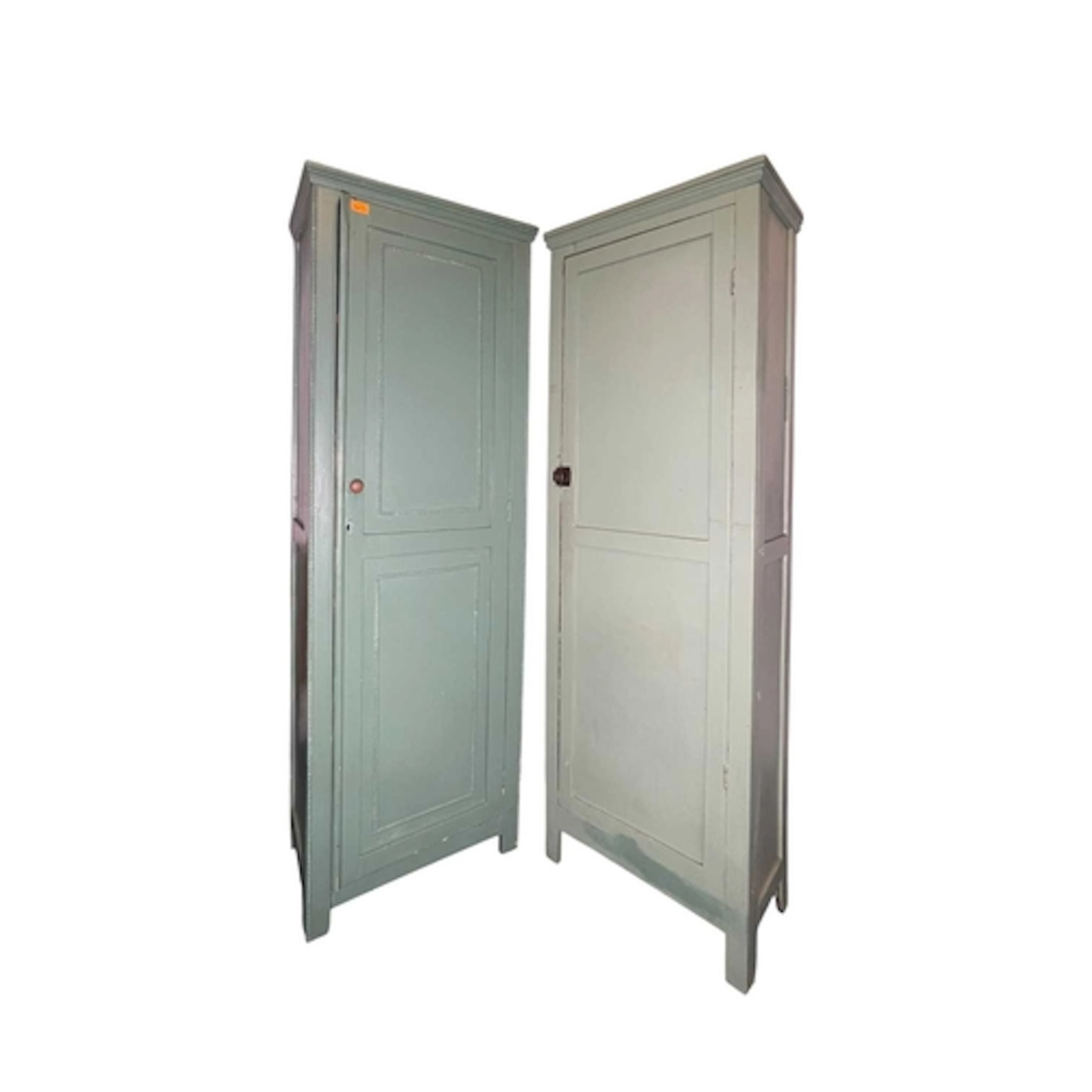 A pair of mid 20th century green painted wooden larder cupbo...