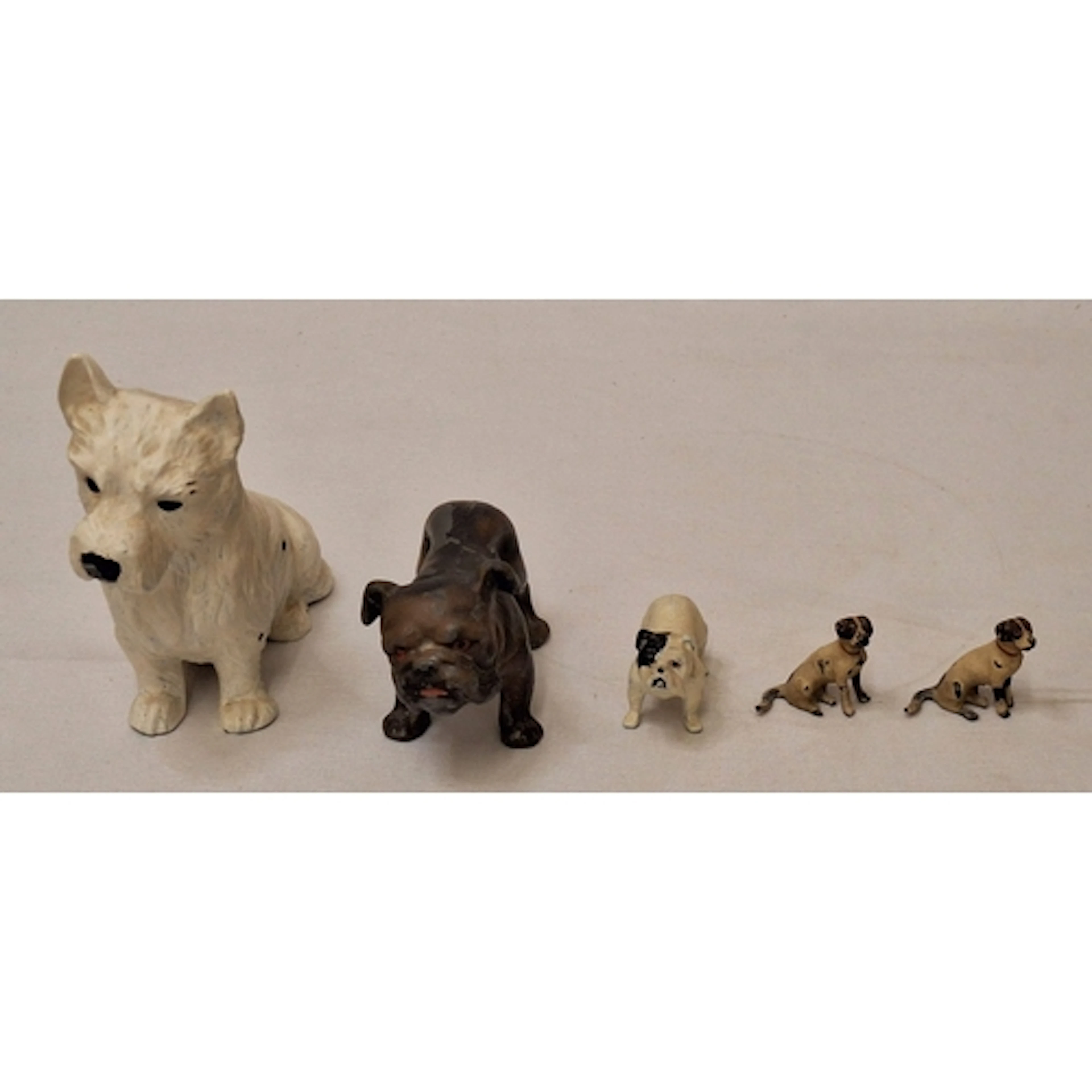 Vintage Cold Painted Lead Figurines incl. Scottie dog, bulld...