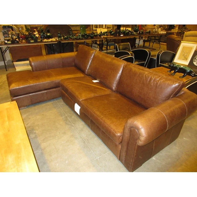 Thomas Lloyd Brown Leather 2 Section Corner Settee