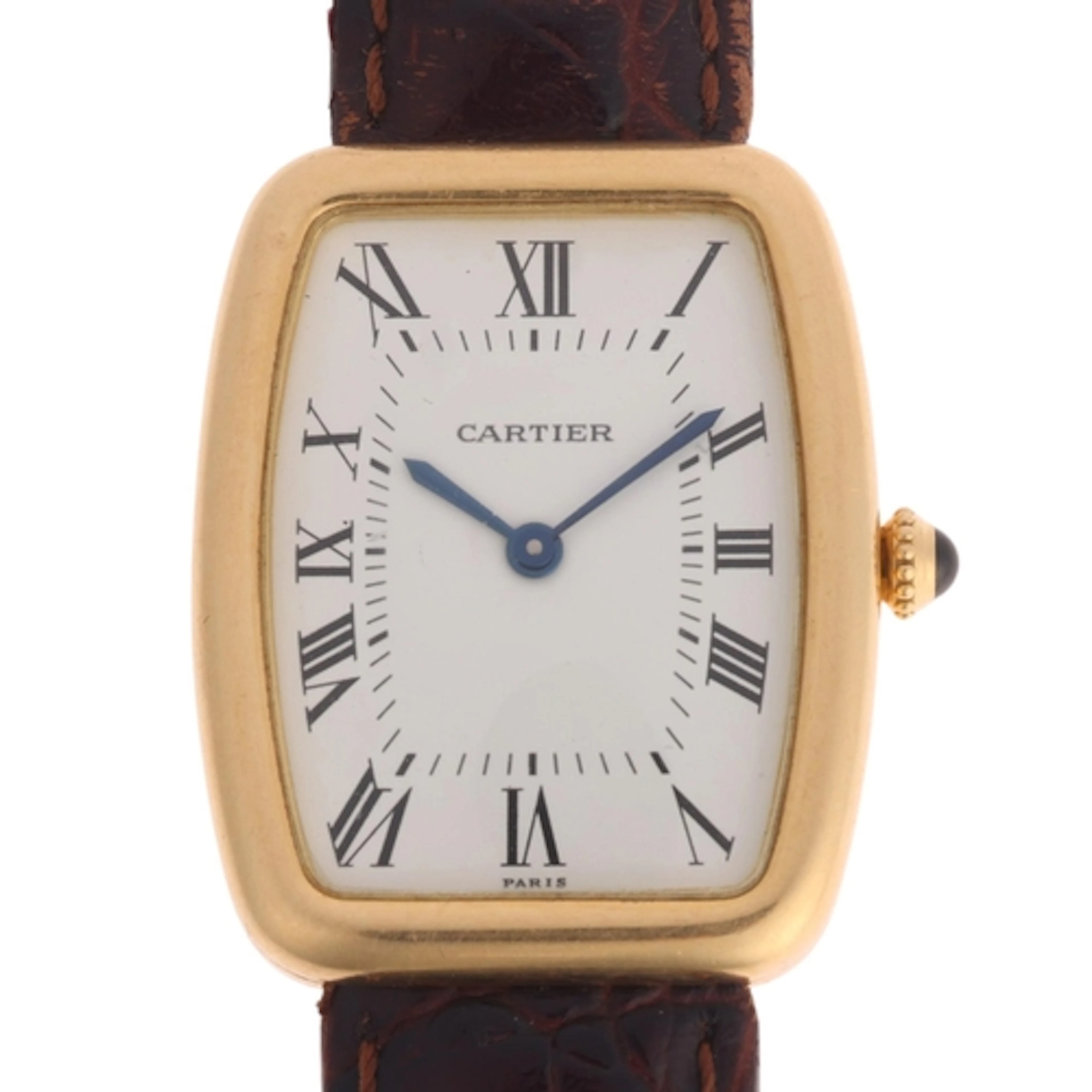 CARTIER - an 18ct gold Incurvee "Faberge" mechanical wristwa...