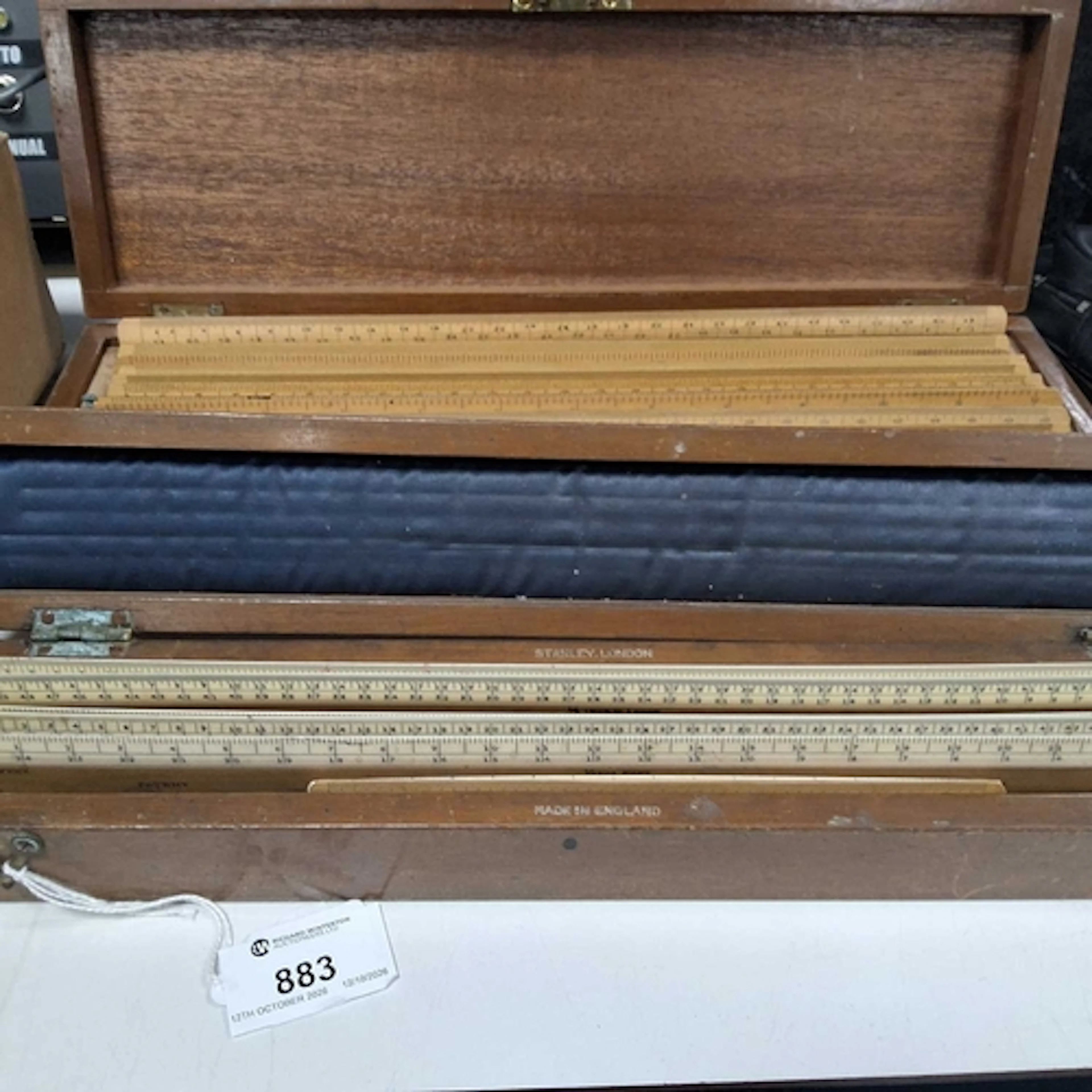 TWO SETS OF ENGINEERING RULERS to include a wooden box of fi...