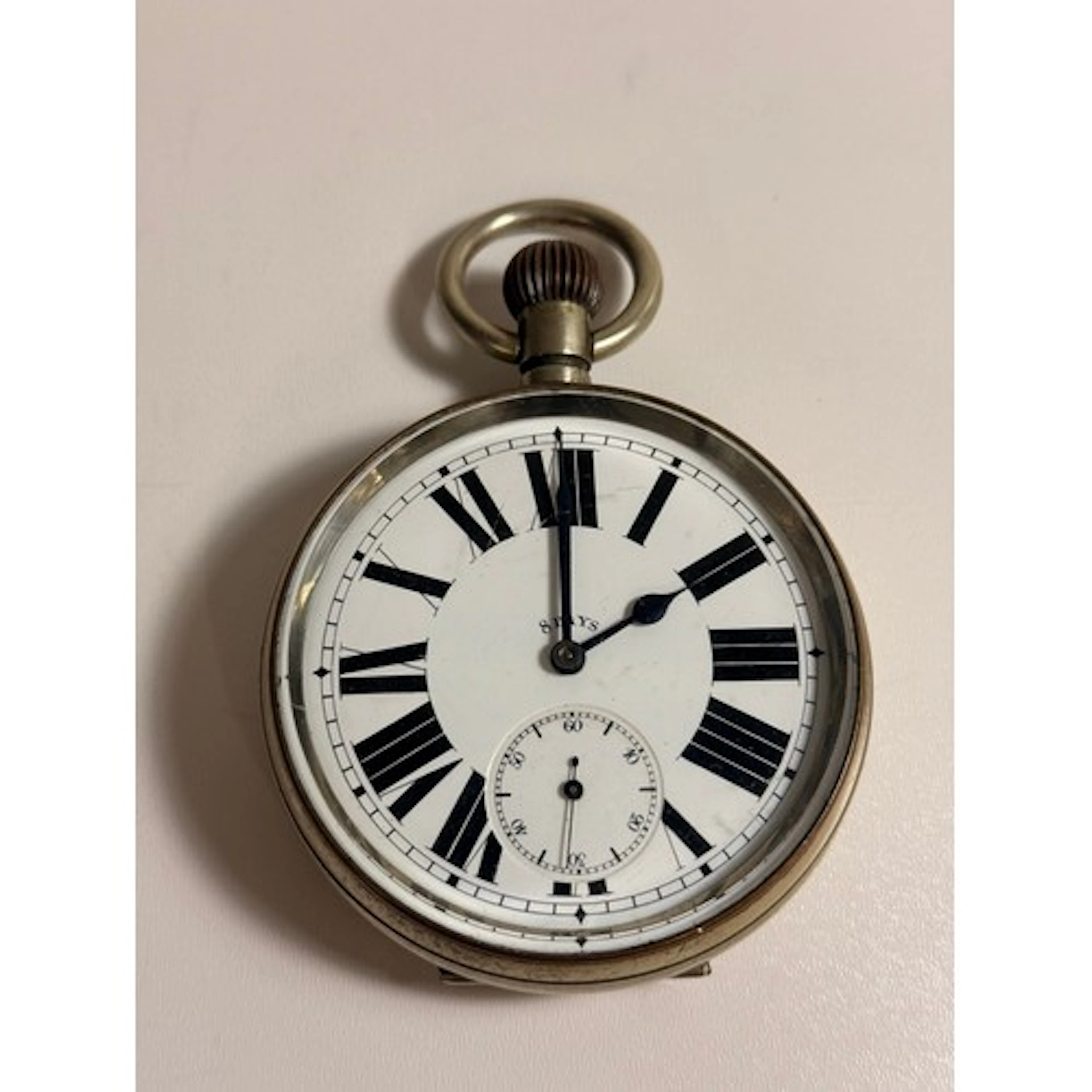 A Swiss "Goliath" 8-Day pocket watch. GC, in working order.