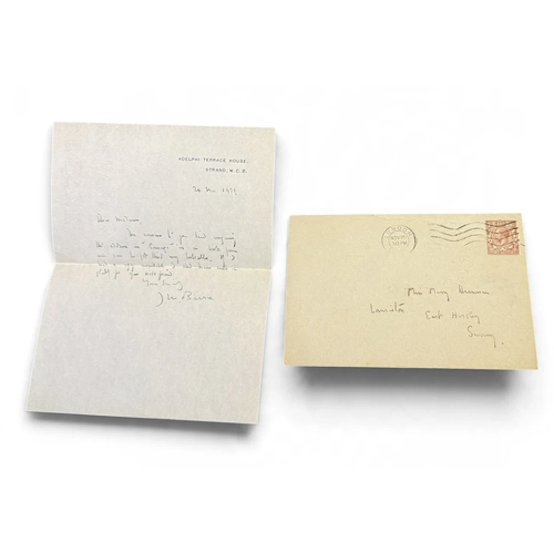BARRIE (JAMES MATTHEW): ORIGINAL AUTOGRAPHED LETTER AND ENVE...