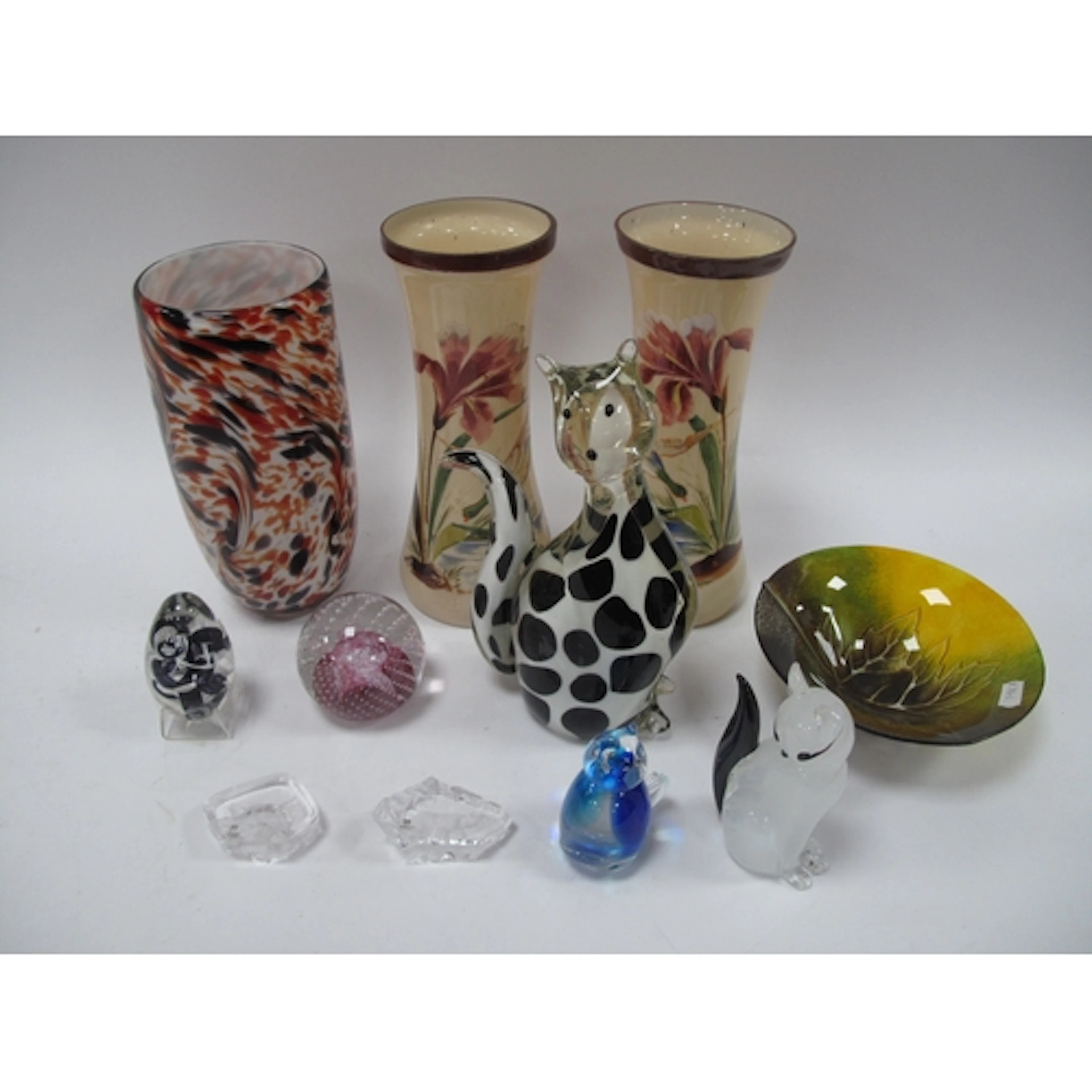 Decorative art glass, including Caithness "Cauldron" control...