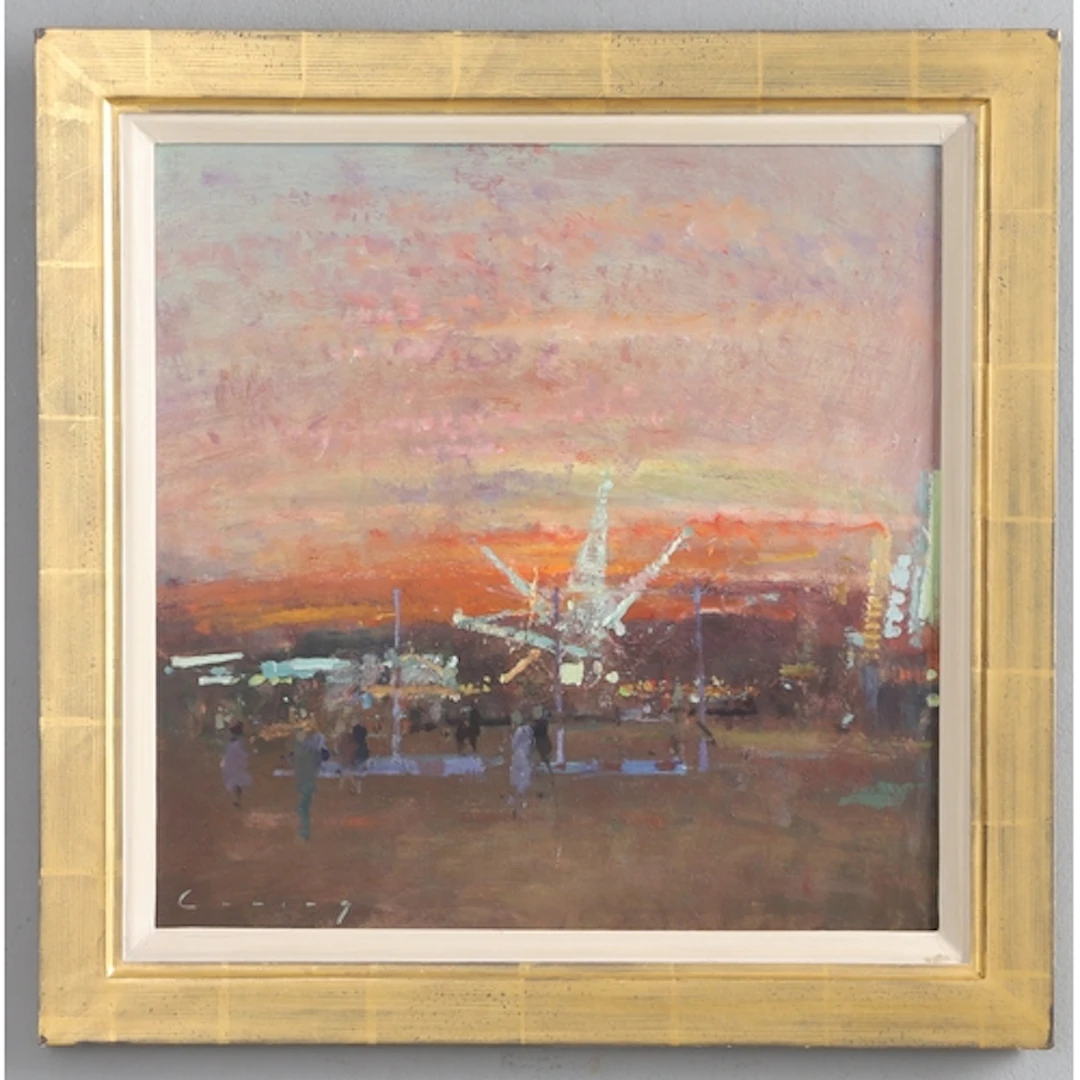 FRED CUMING (1930-2022). 'FAIRGROUND SUNSET'. (d) Signed low...
