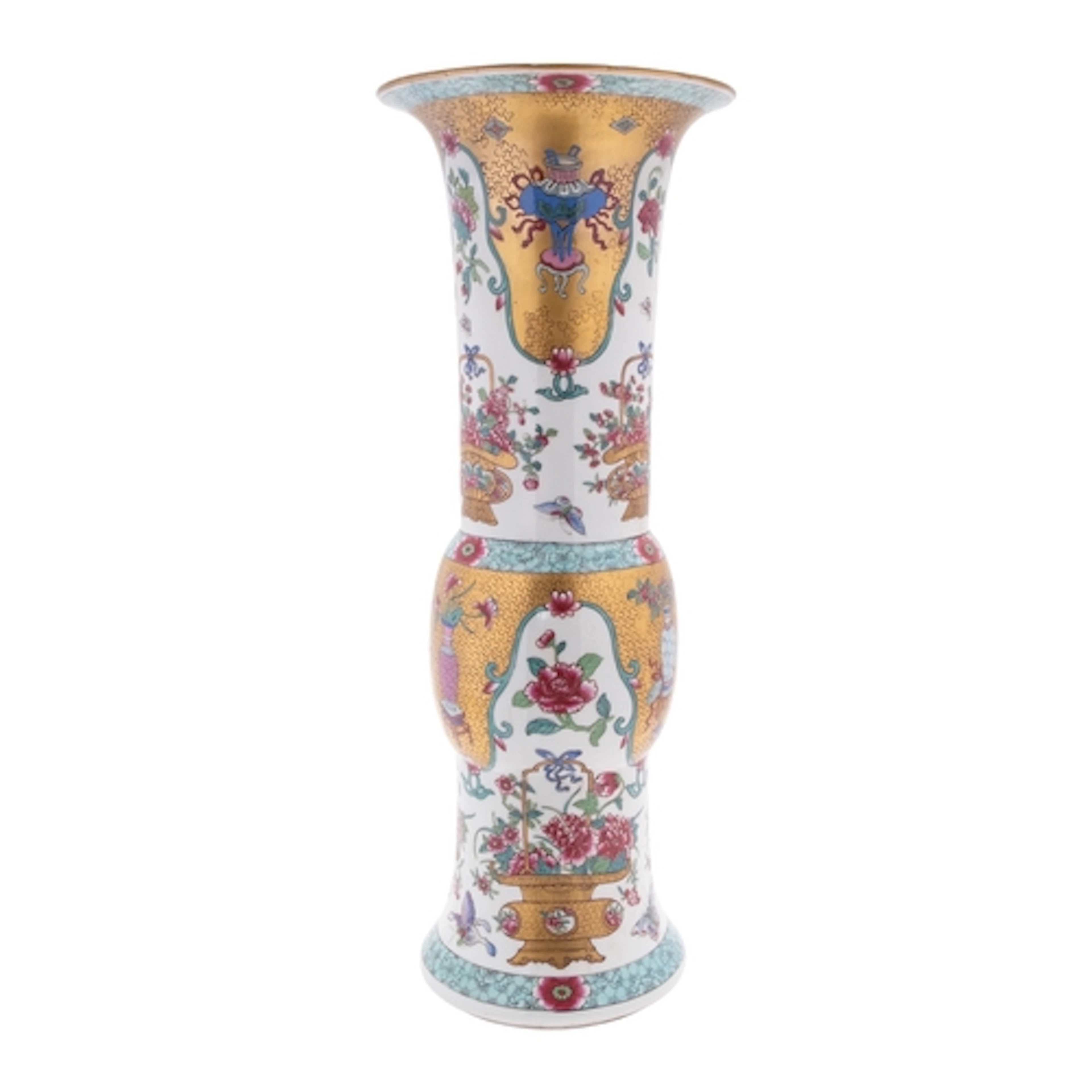 A large French famille rose beaker vase in the Chinese style...